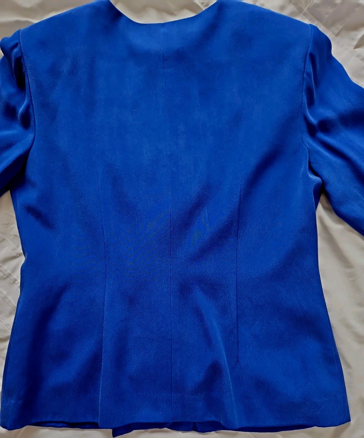 Talbots Petites Pure Silk Suit Jacket Career Cobalt Blue Covered Buttons Size 10