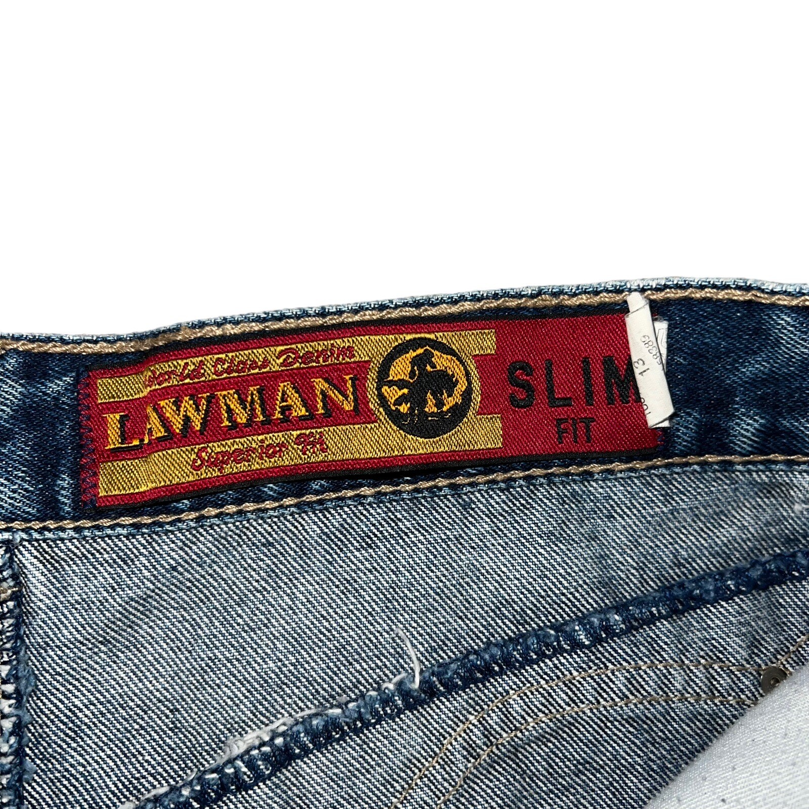Vintage Lawman Western Jeans Dark Wash Straight Legs High Waist Pockets Size 13