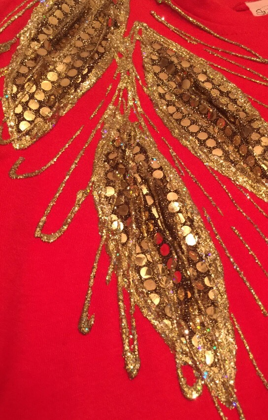 Stardust Original Of California Red Sweater 80s Gold Sequin Ugly Christmas M/L