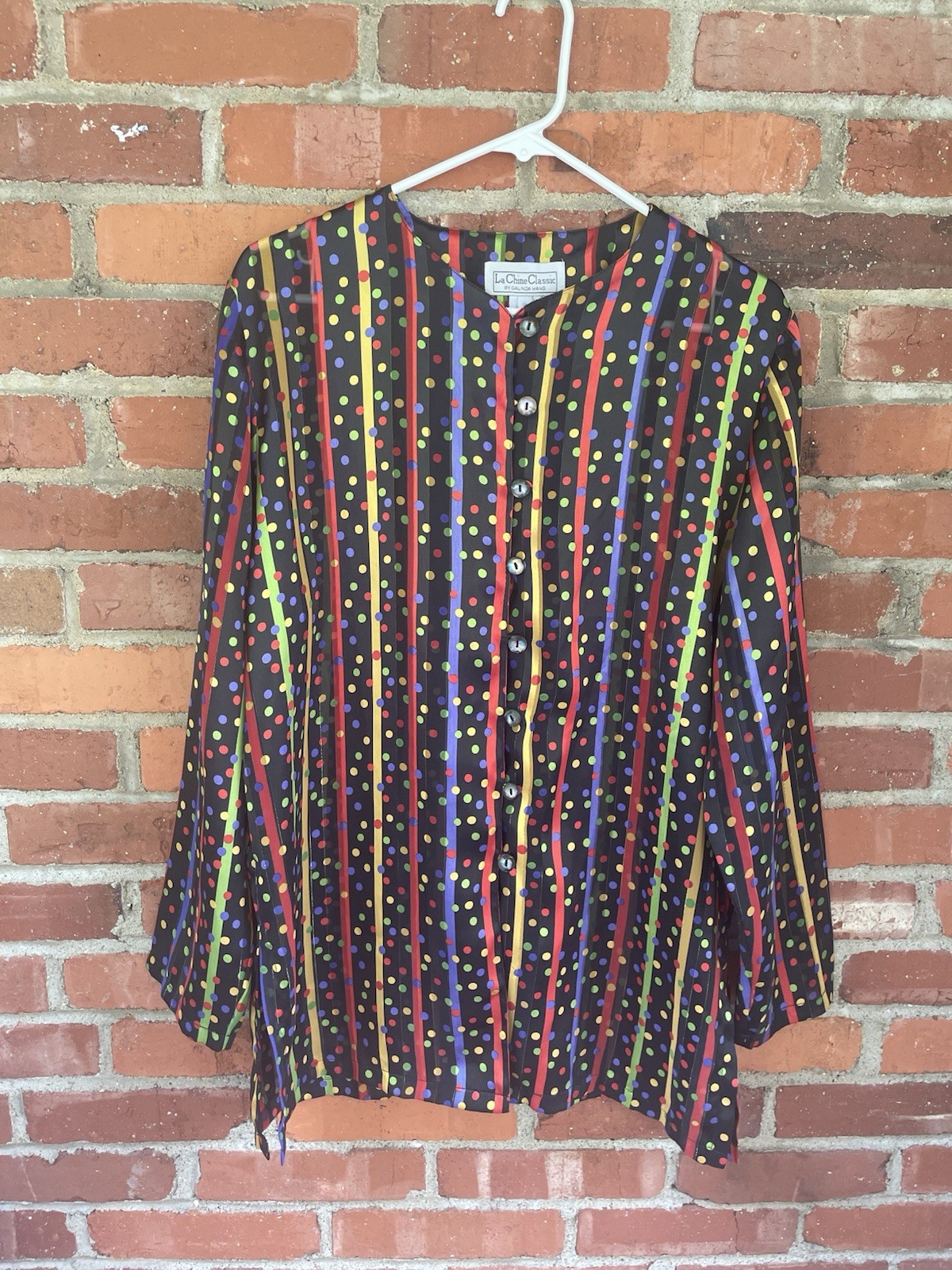 Vintage 80s la chine galinda wang blouse Top Tunic Art to Wear @X Size 12 Shiny