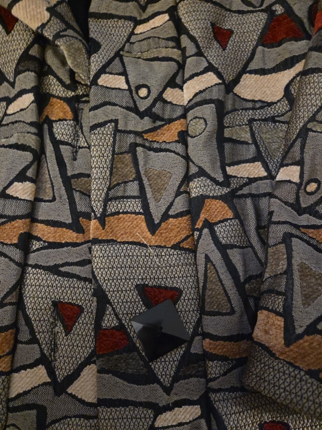 Vintage Painted Pony Open Front Jacket Artsy Textile Geometric USA Made Size 1X