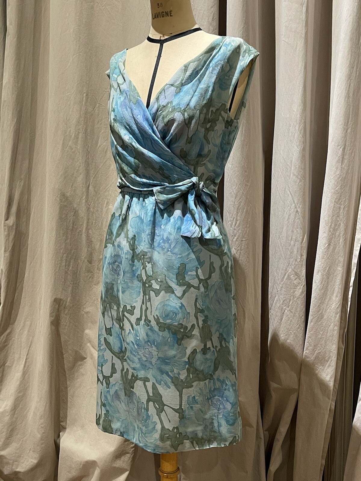 Vintage Silk Draped Wrap Cresta Couture Cocktail Or Daydress 60’s Size 6