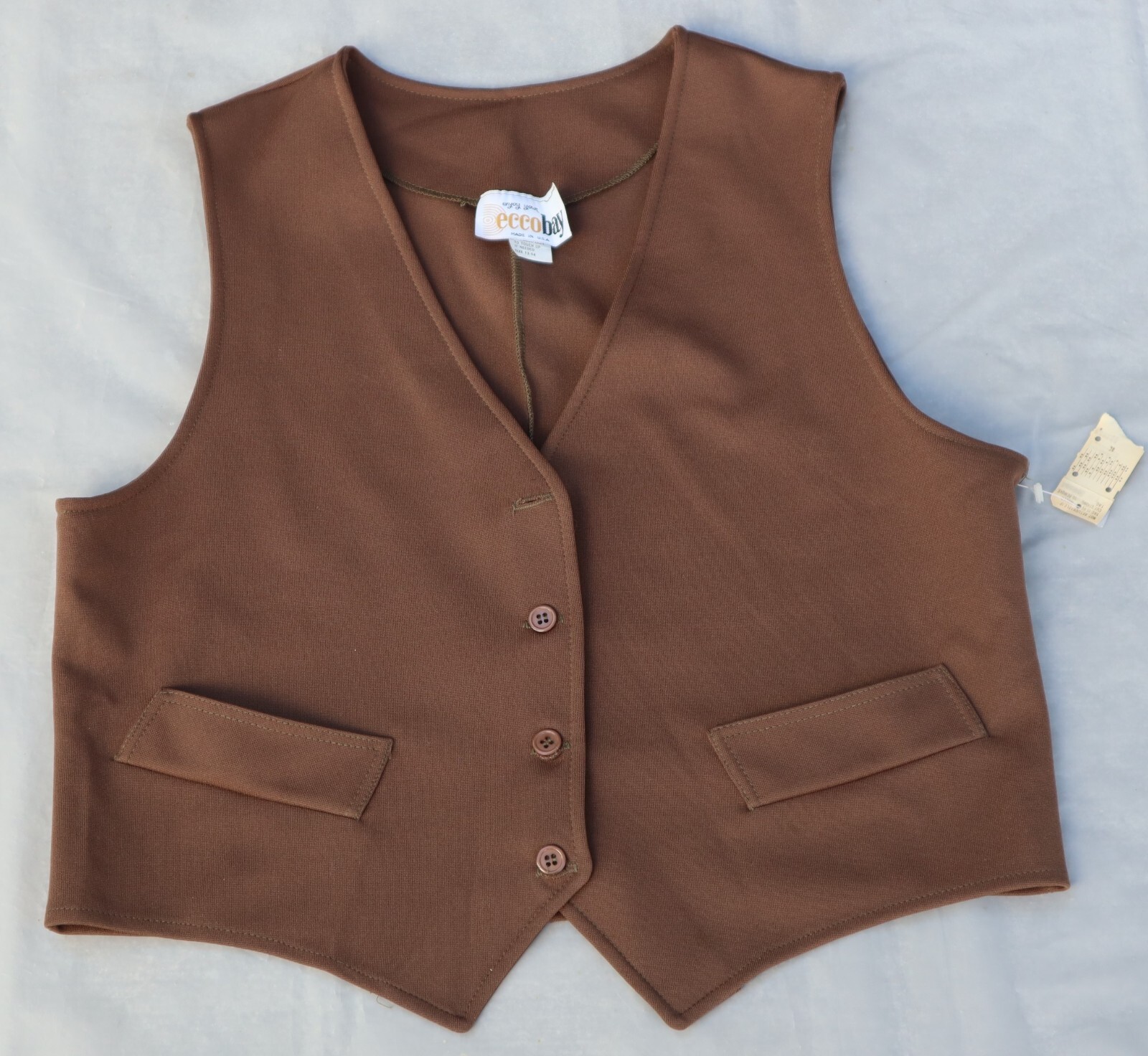 Vintage 1970s ECCOBAY womens open vest size 13-14 (NWT) USA