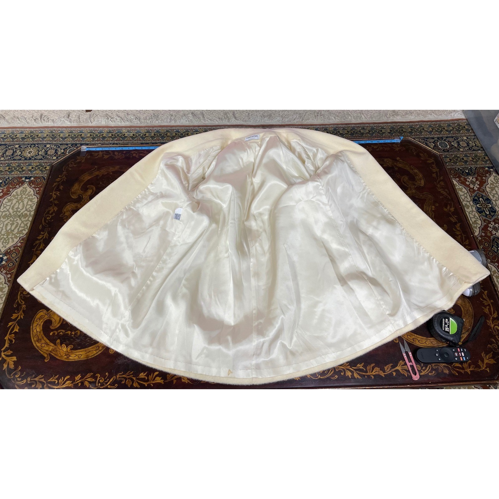Vtg Forecaster Boston Ivory Wool Mohair Coat Shawl Collar Luxury Career USA 7/8