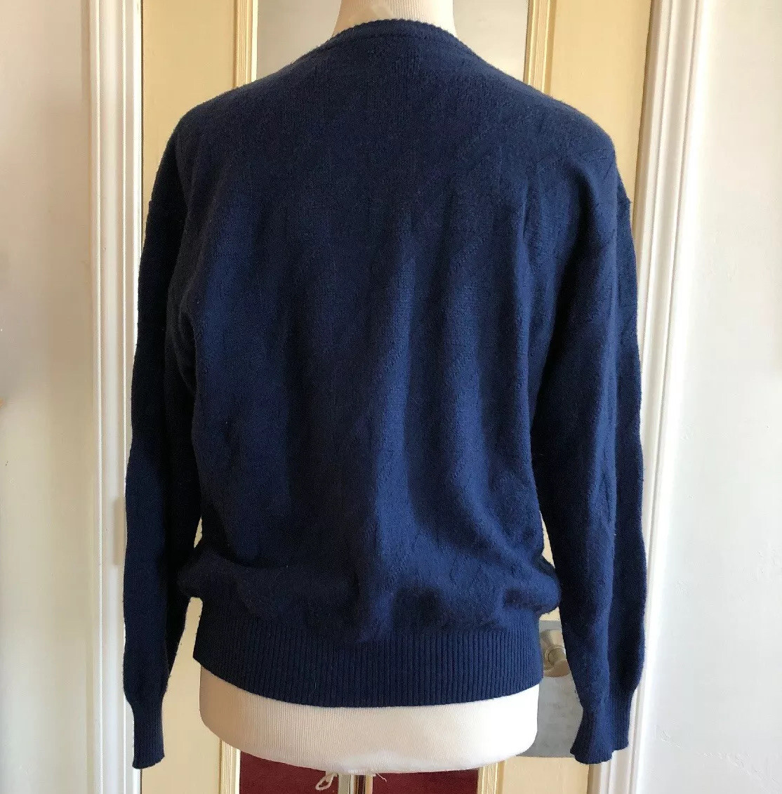Vintage Courreges Paris Womans Blue Crew Neck Sweater Taille C
