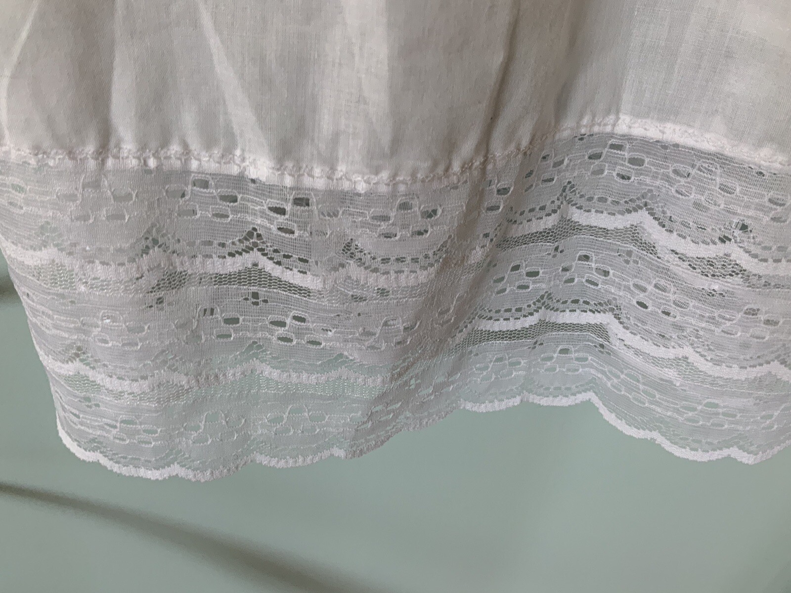 VTG Figurfit by Indera Size 34 White Poly/Cotton W/ Lace Full Slip Babydoll