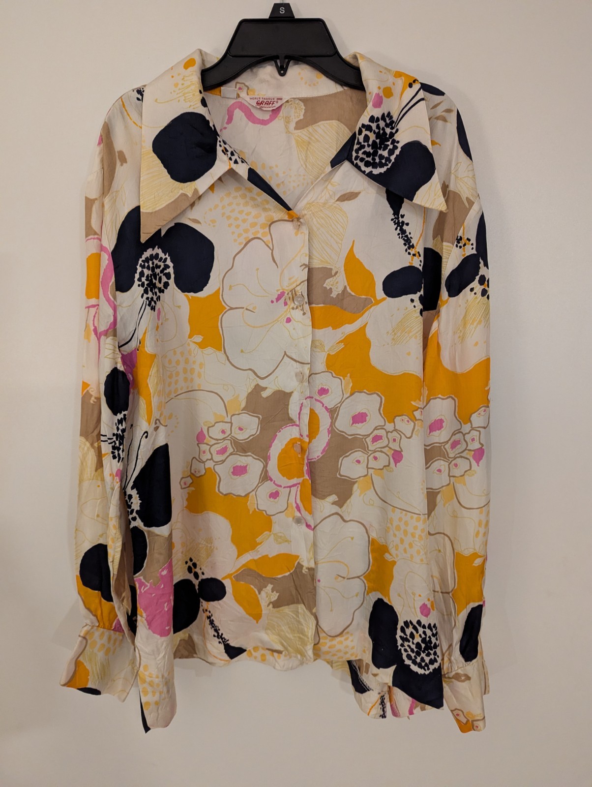🌼 Vintage 1970s GRAFF Californiawear Blouse – Bold Floral Print