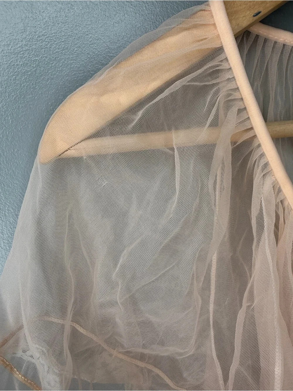Vintage Nylon Mesh Lace Lined Tie Front Robe, Peaches and Cream OS
