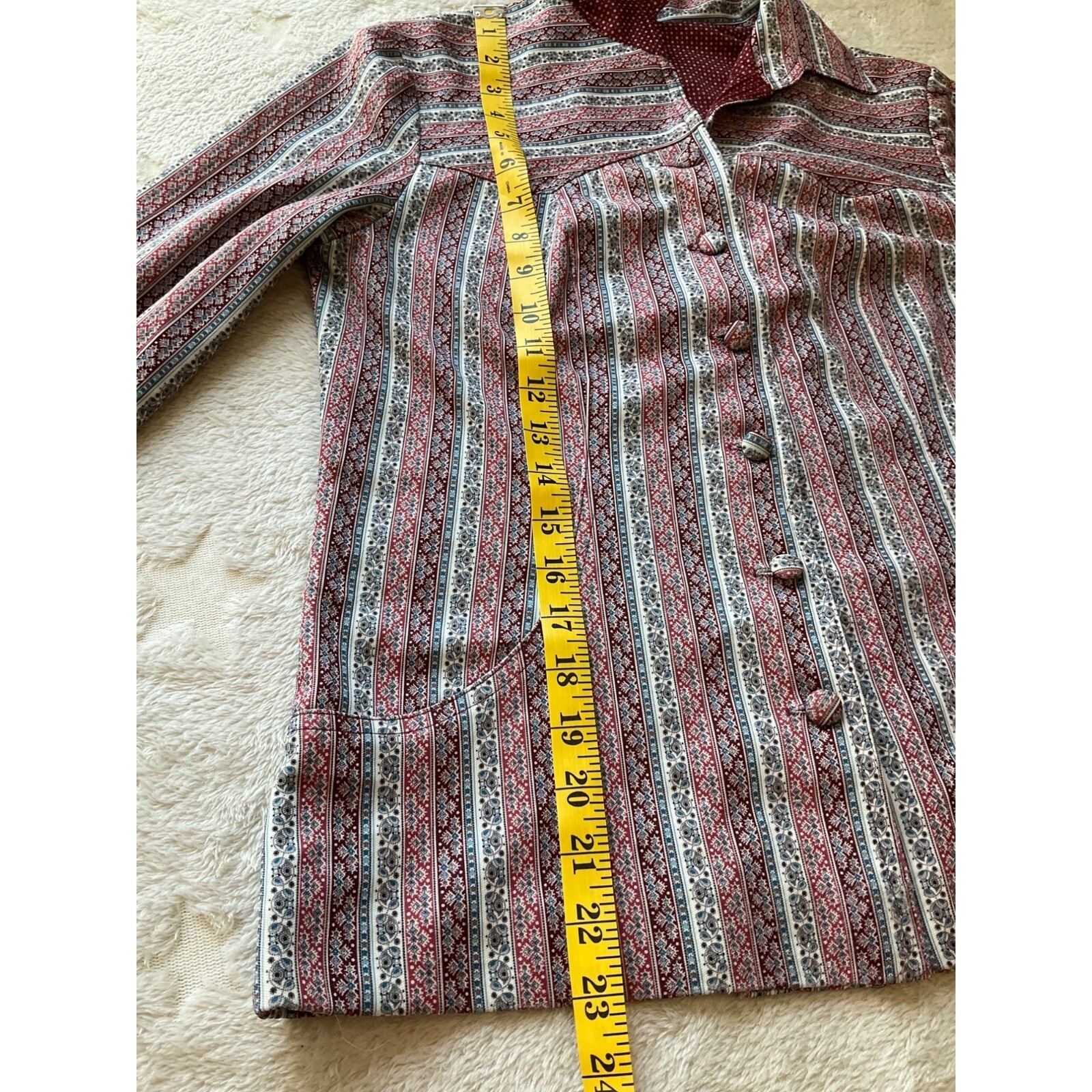 VTG 70’s Handmade Women Small/Medium Button down shirt floral Striped Old Money