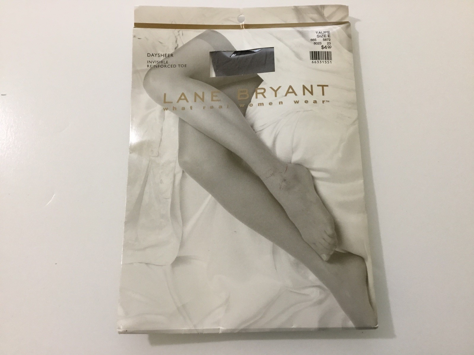 VTG Lane Bryant Size E Pantyhose Daysheer Reinforced Toe Taupe NWT