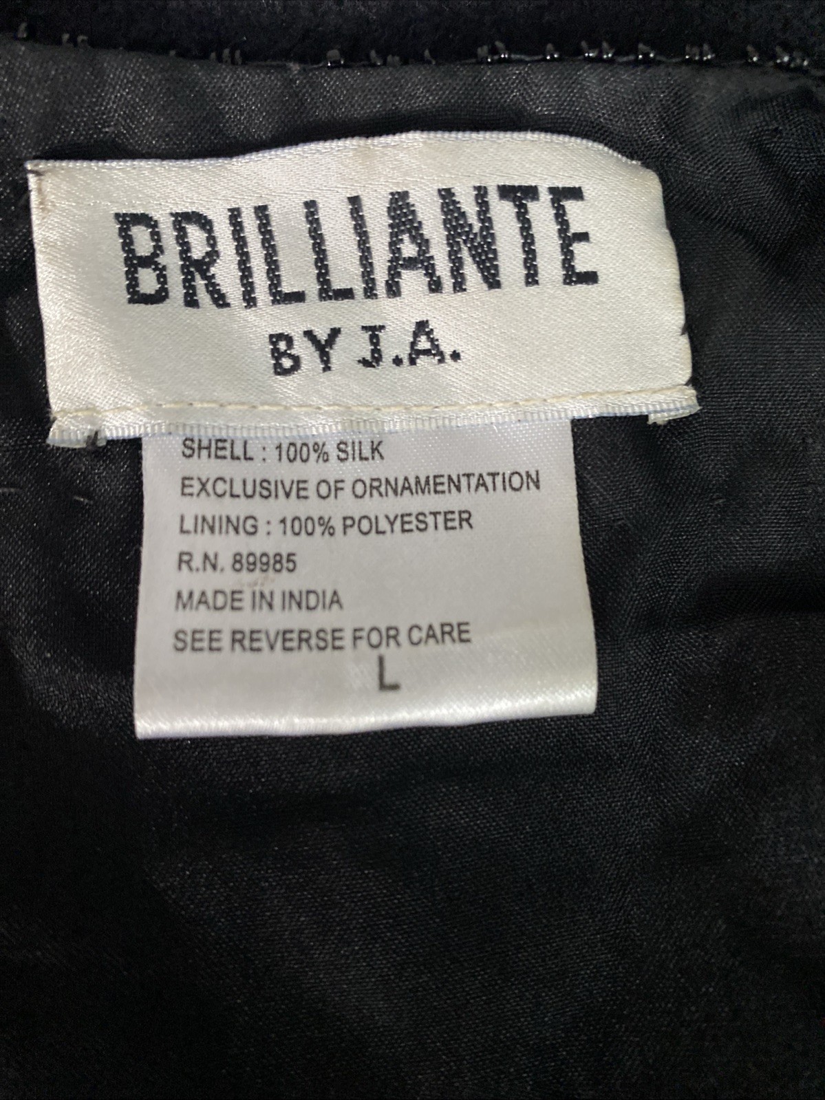 VTG 80s 90s BRILLIANTE BY J.A. SEQUIN & SILK BLACK JACKET TOP SIZE LARGE