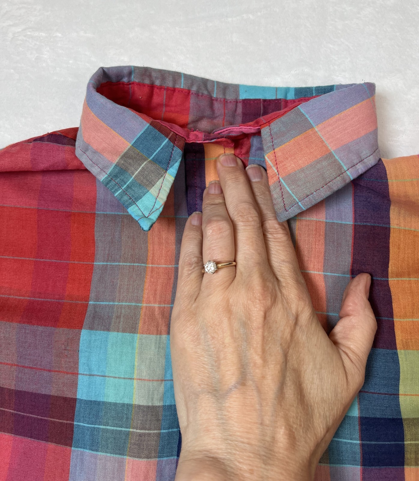 Vintage 80’s Dee Cee Rainbow PLAID Multicolor Button up shirt Medium