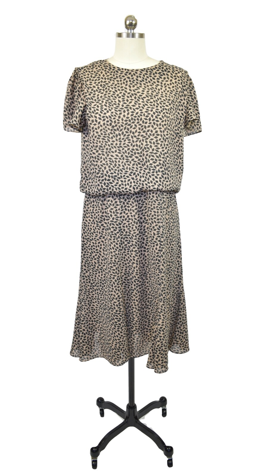 VLP Vintage 1980-90’s 12P Brown Leopard Animal Print Short Sleeve Mid Calf