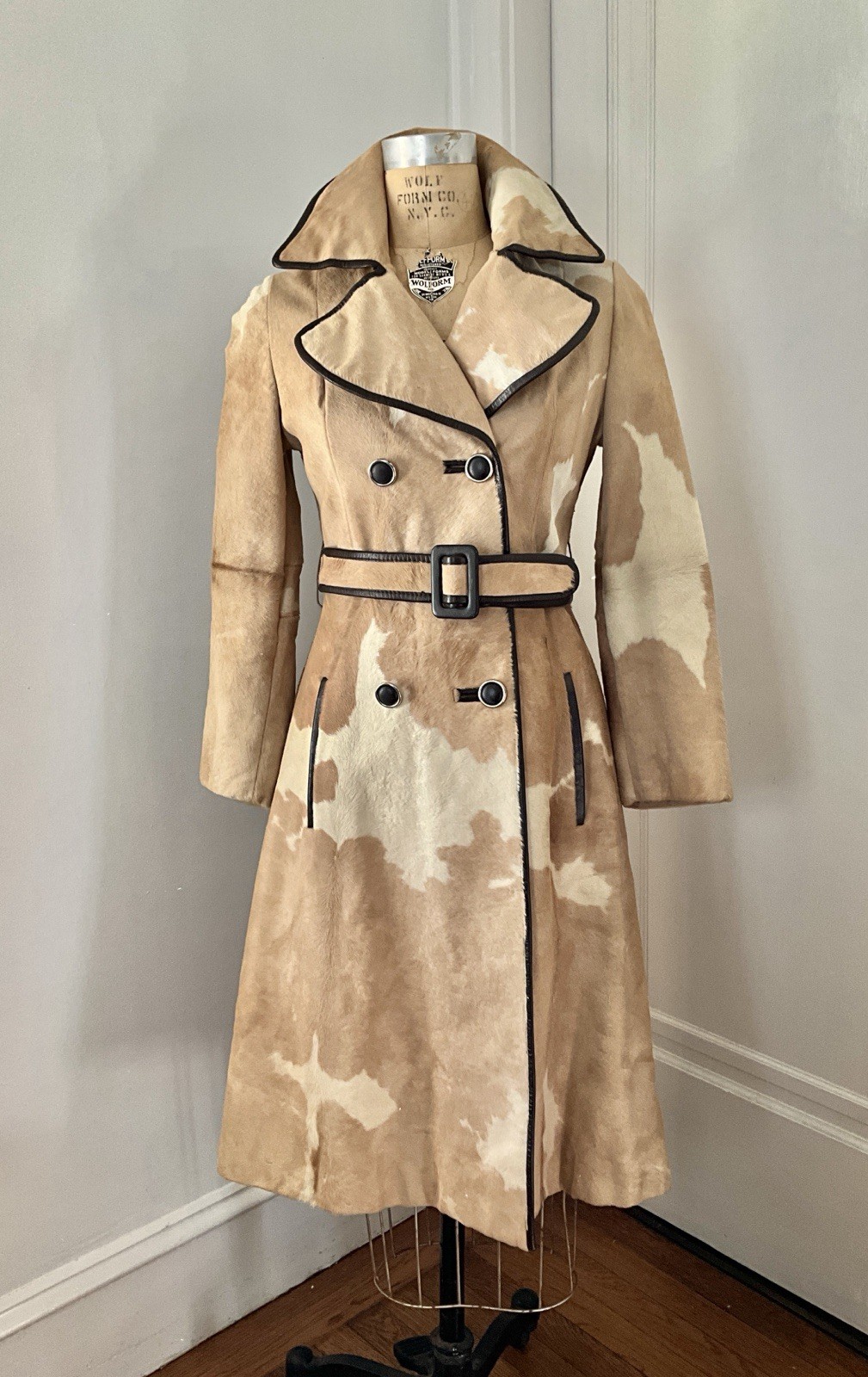 Vintage 1960’s I. Magnin Splash White Pony Hair Belted Coat