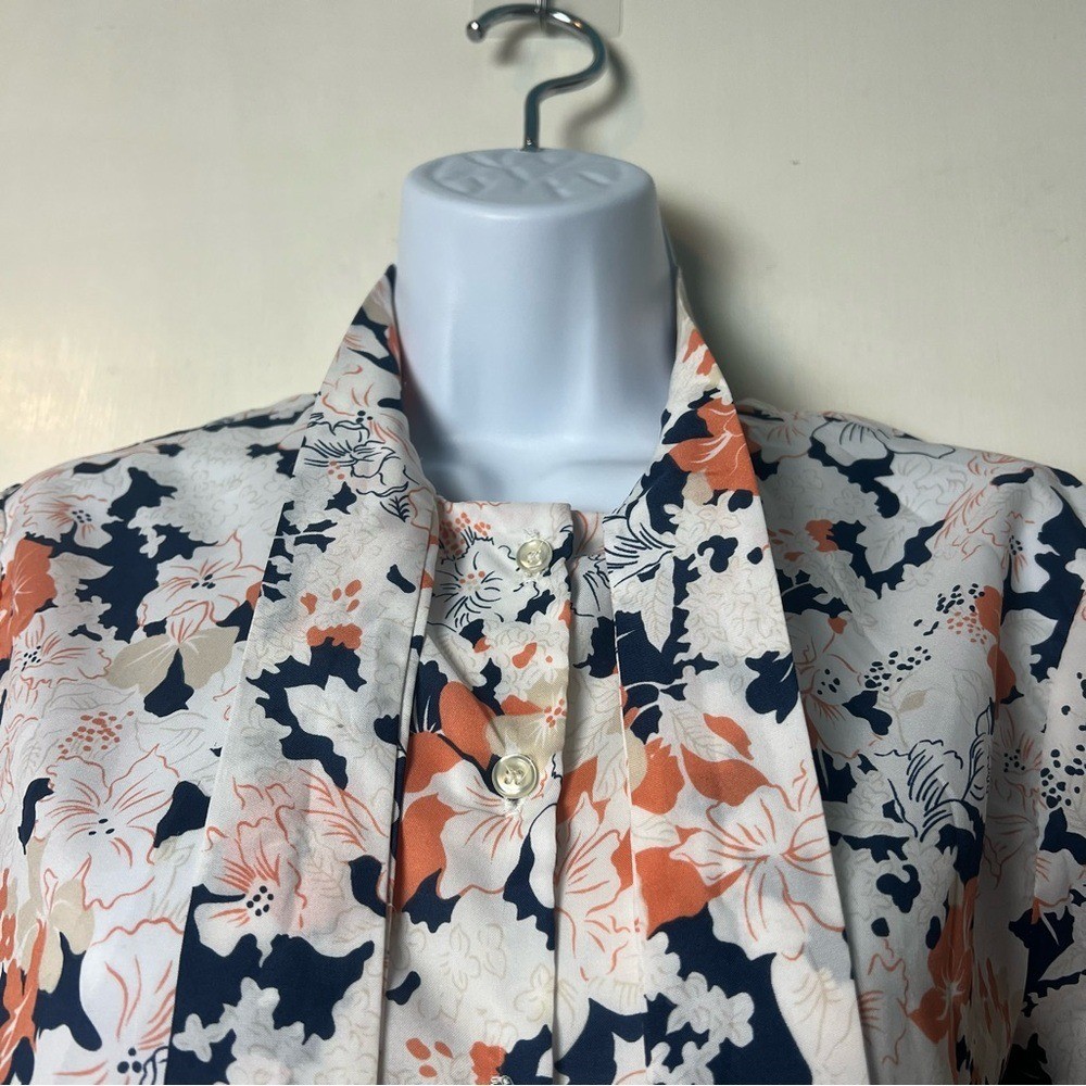 Catalina – Floral Bow Tie Neck Blouse Long Sleeve Button Down VTG 70s – Sz. 12