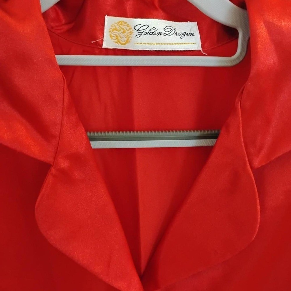 Vintage Golden Dragon Red Satin Nightshirt Sleep Shirt goth indie Lounge Y2K