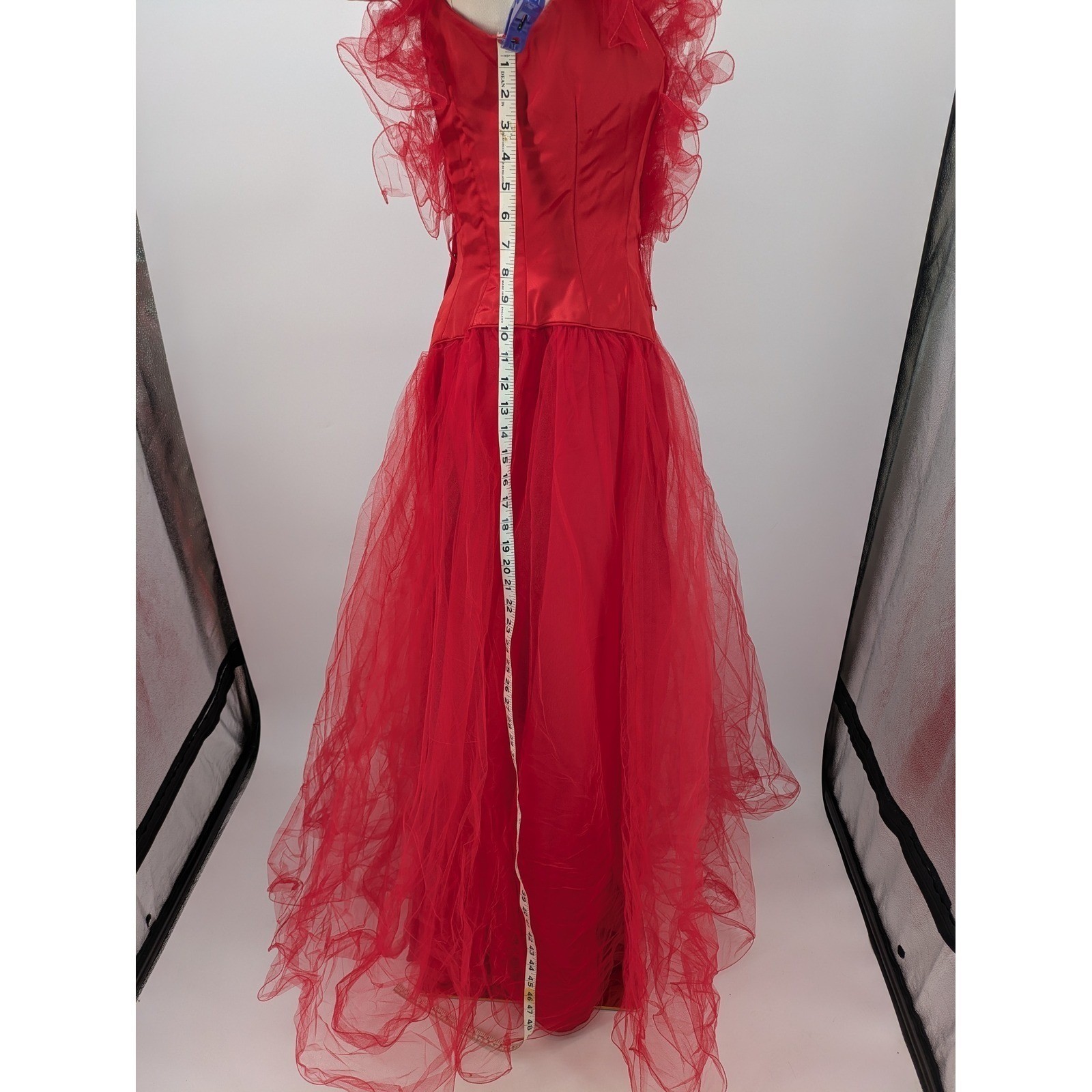 Mike Benet Formals Gown Red Womens Vintage 10 Modern 4 Tulle Satin Bow 80s Dress