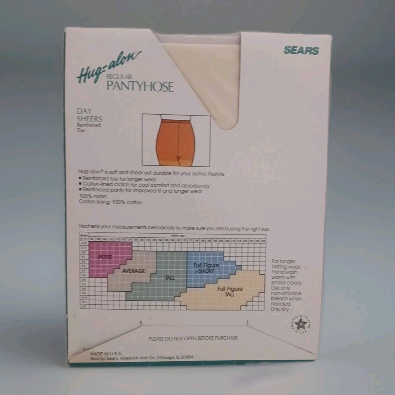 Vintage Sears Hug Alon Pantyhose Day Sheers Ivory Petite Reinforced Toe