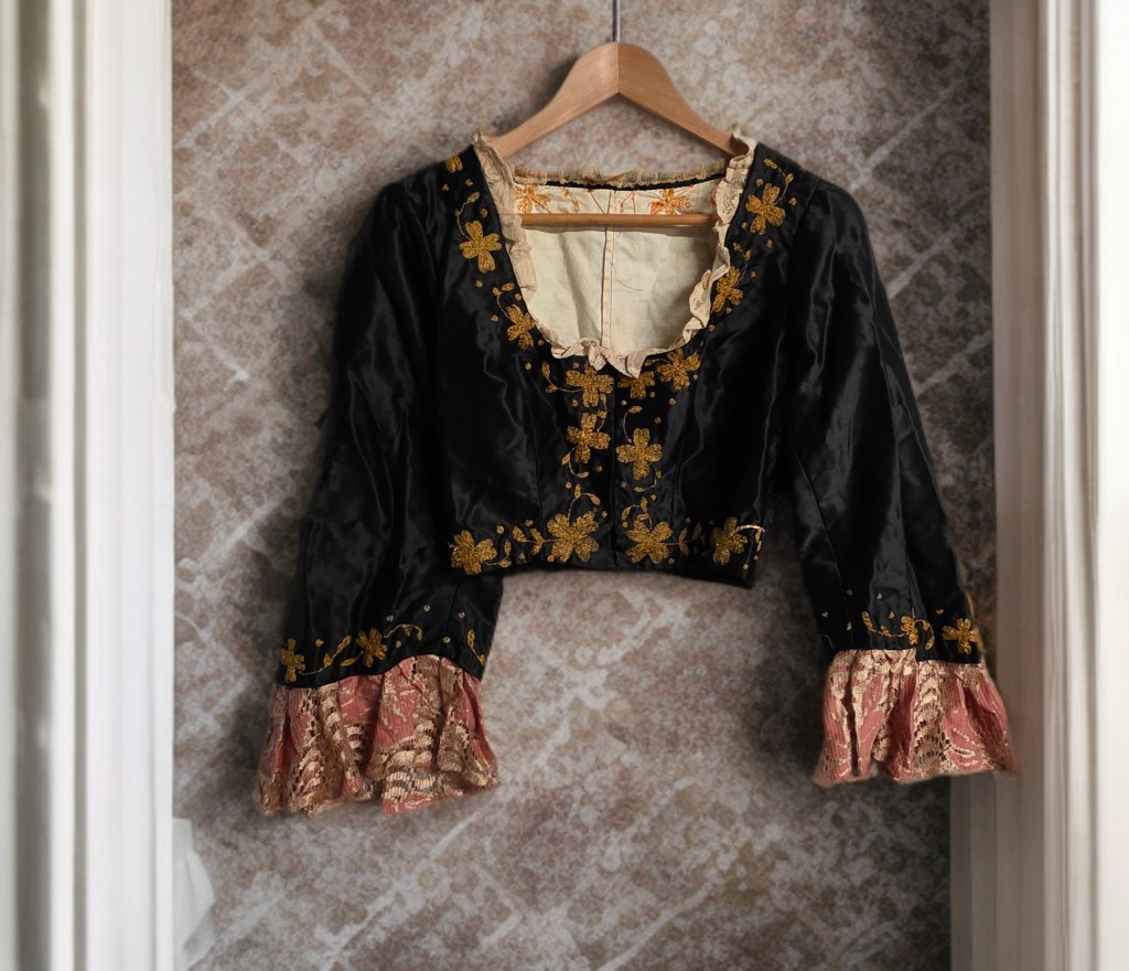 VTG 1939 Folk Costume Greek Traditional Jacket w Beads Handwritten Interior