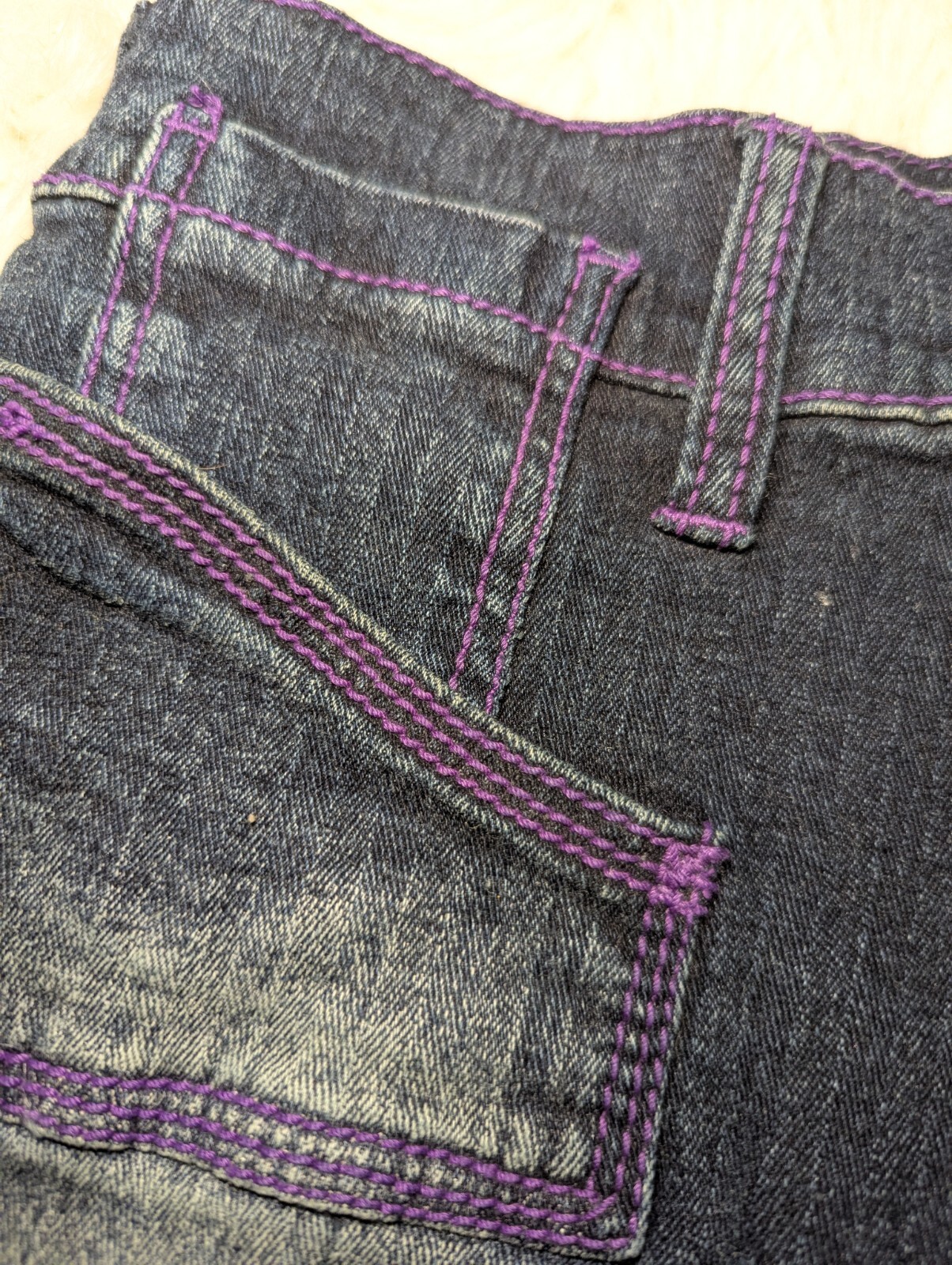 VANILLA STAR Purple STITCHED Low Rise Blue Jeans COOL DENIM Junior’s 5 ALTERED