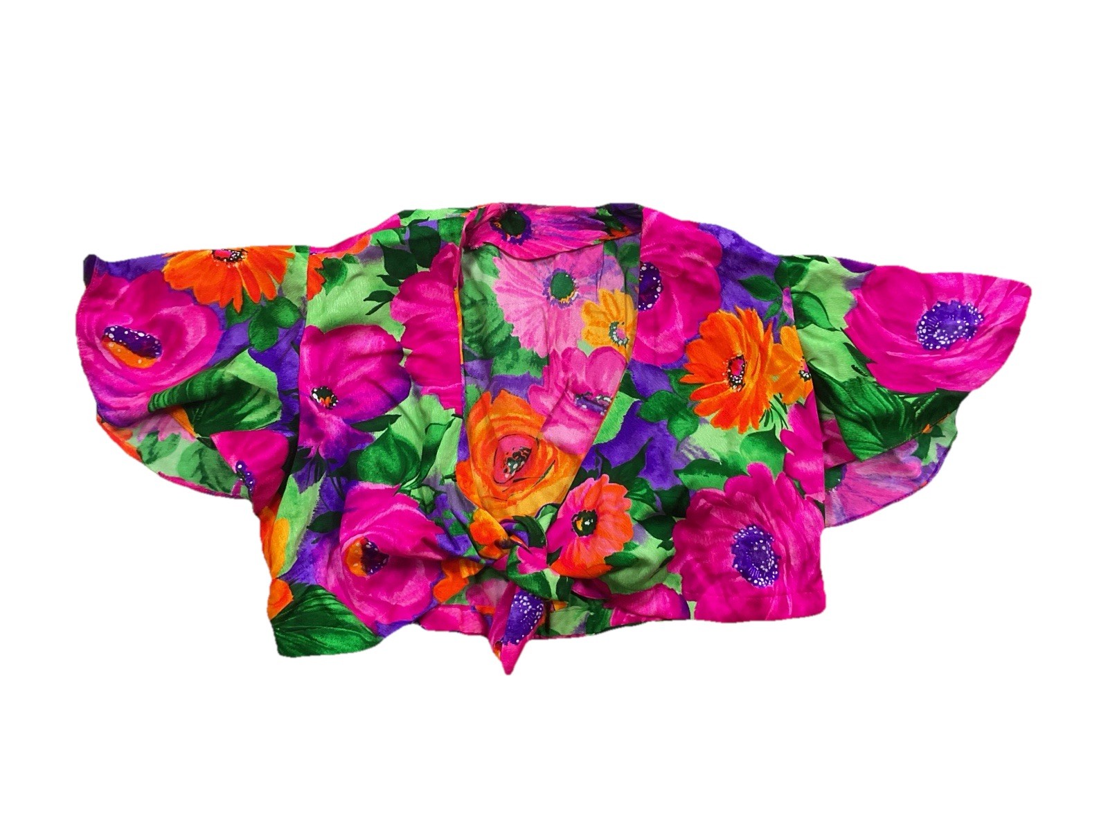 Vintage Hawaiian Crop Top Tie Blouse Size Medium Handmade See Measurements