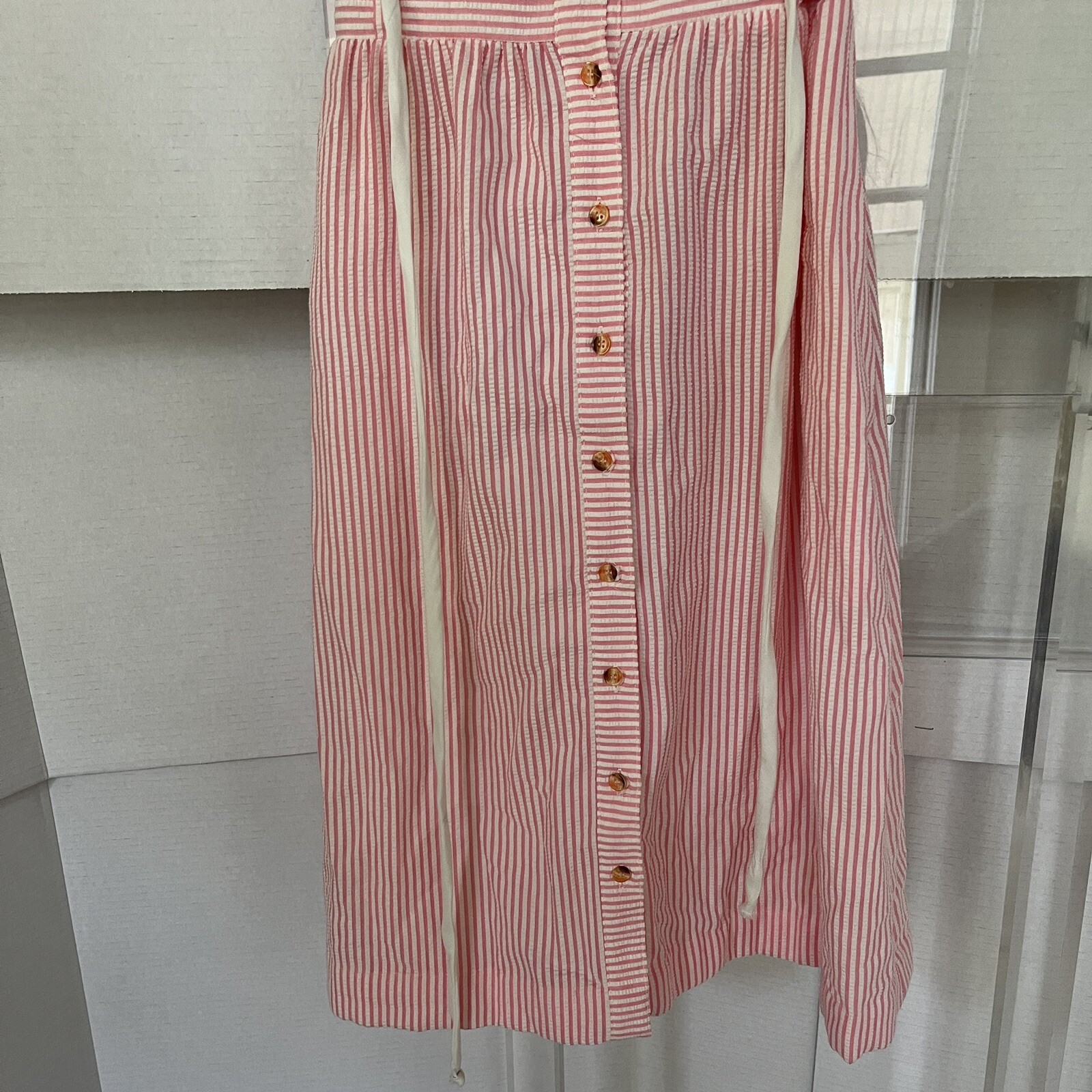 vintage Kenny Classics Shirt Dress pink Belted Fit Flare Button Up Womens sz 12