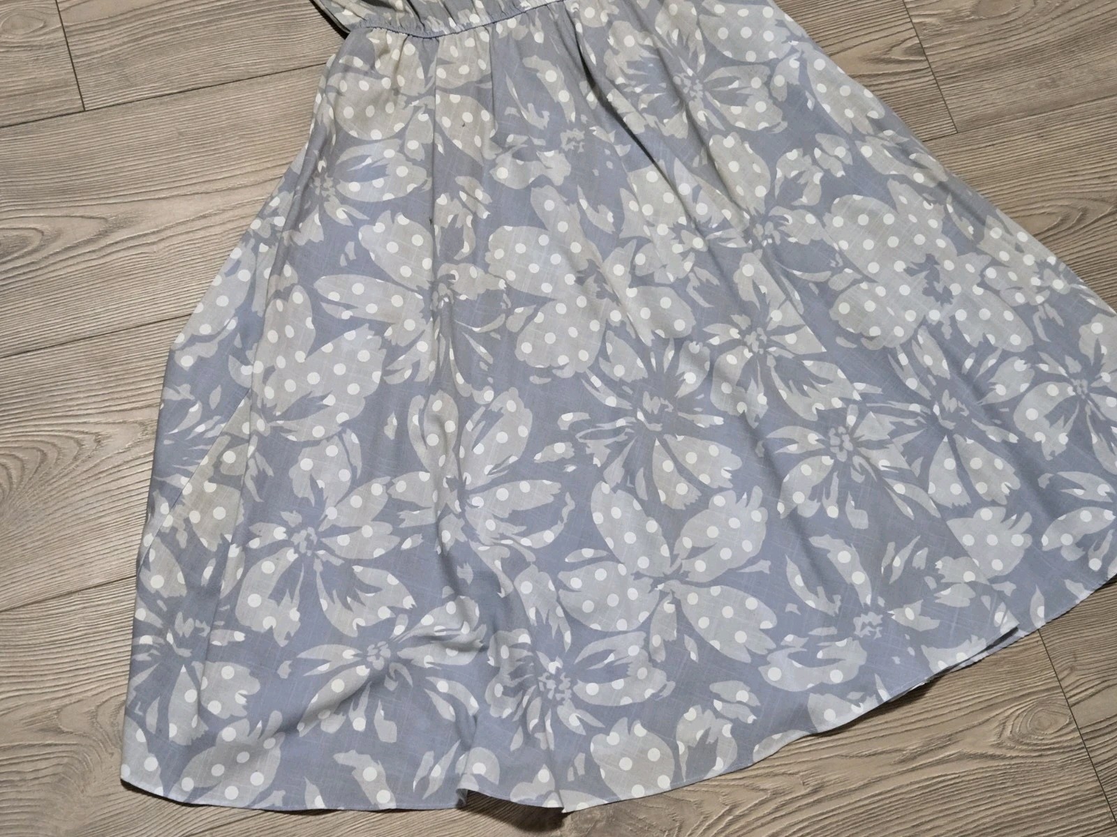 S. L. Petites Fashions Dress True Vintage Womens Size 10 Blue Floral *Stains*