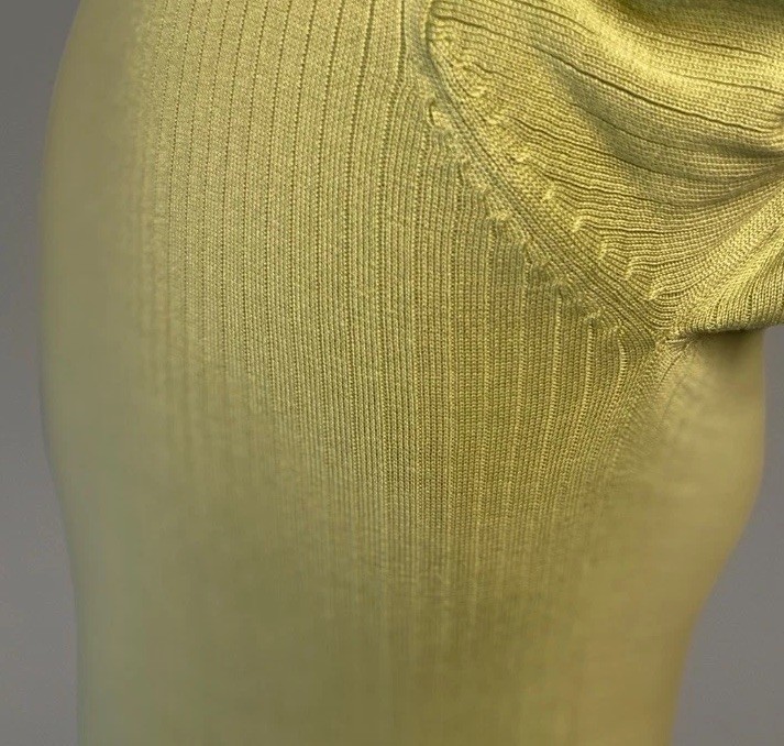 Vintage 80s 90s Size Sm 100% Silk Ribbed Knitwear Lime Sweater Stephanie Andrews