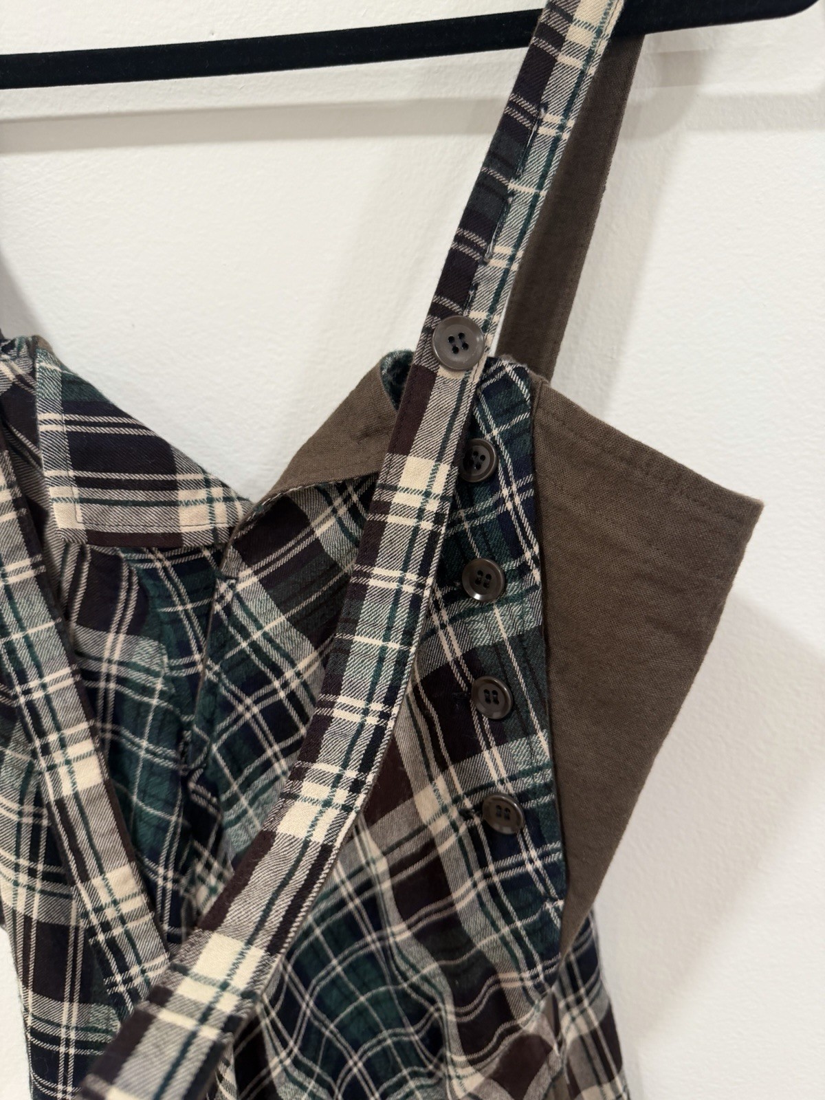 Y’s Yohji Yamamoto Asymmetrical Plaid Linen Cotton Sz S Made/Purchased in Japan