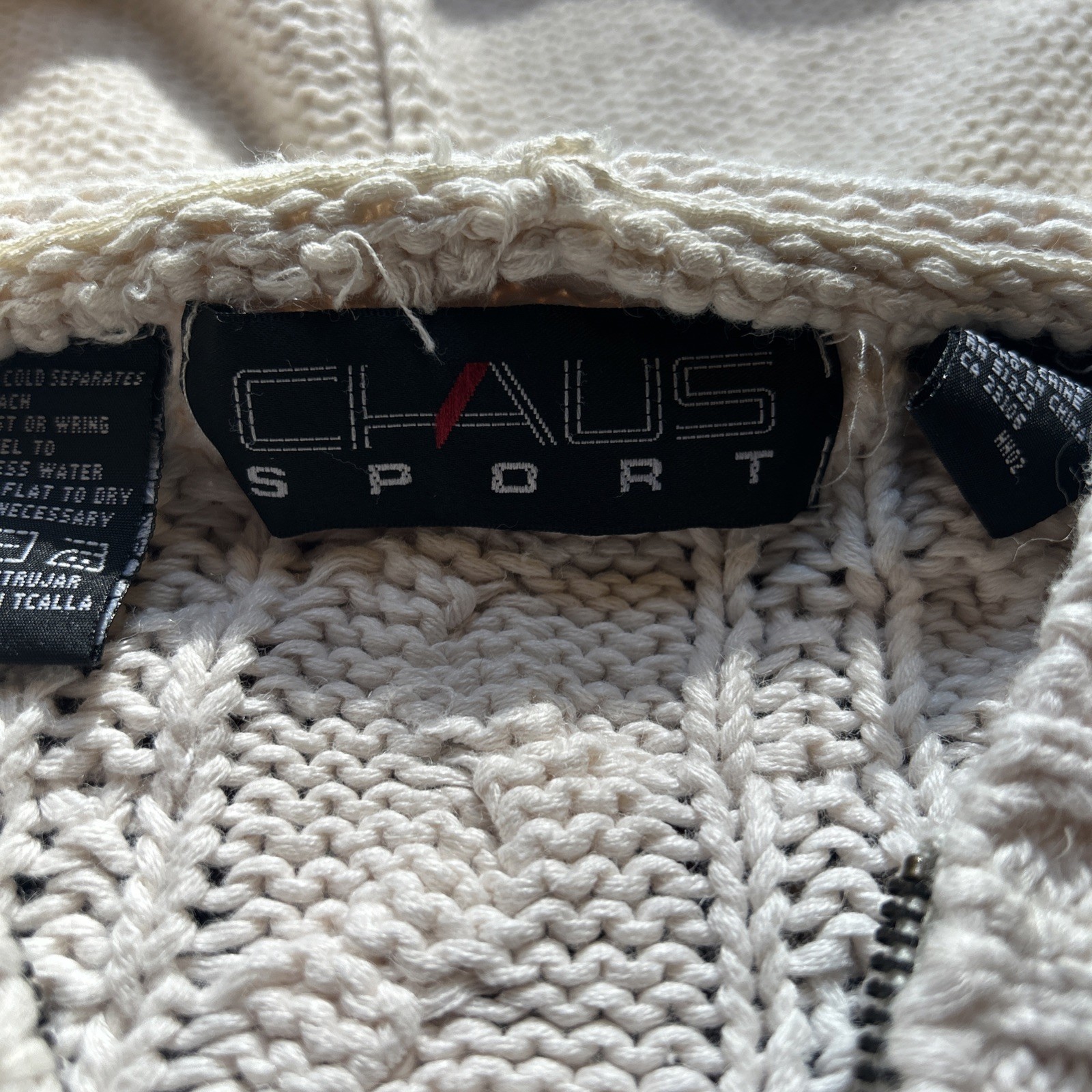 Vintage Womens Chaus Sport Chunky Floral 3d Sweater Cardigan Zip Size Medium