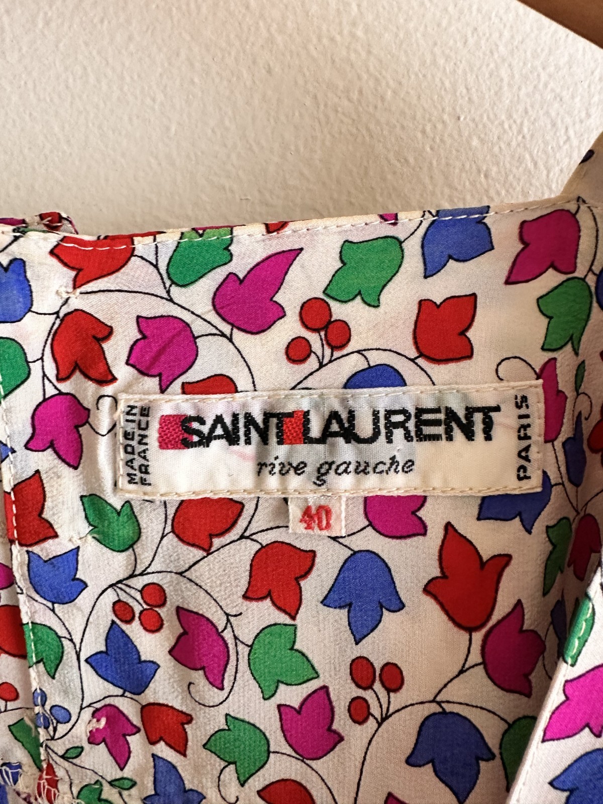 Vintage 80s YVES SAINT LAURENT YSL Rive Gauche made in France floral silk dress