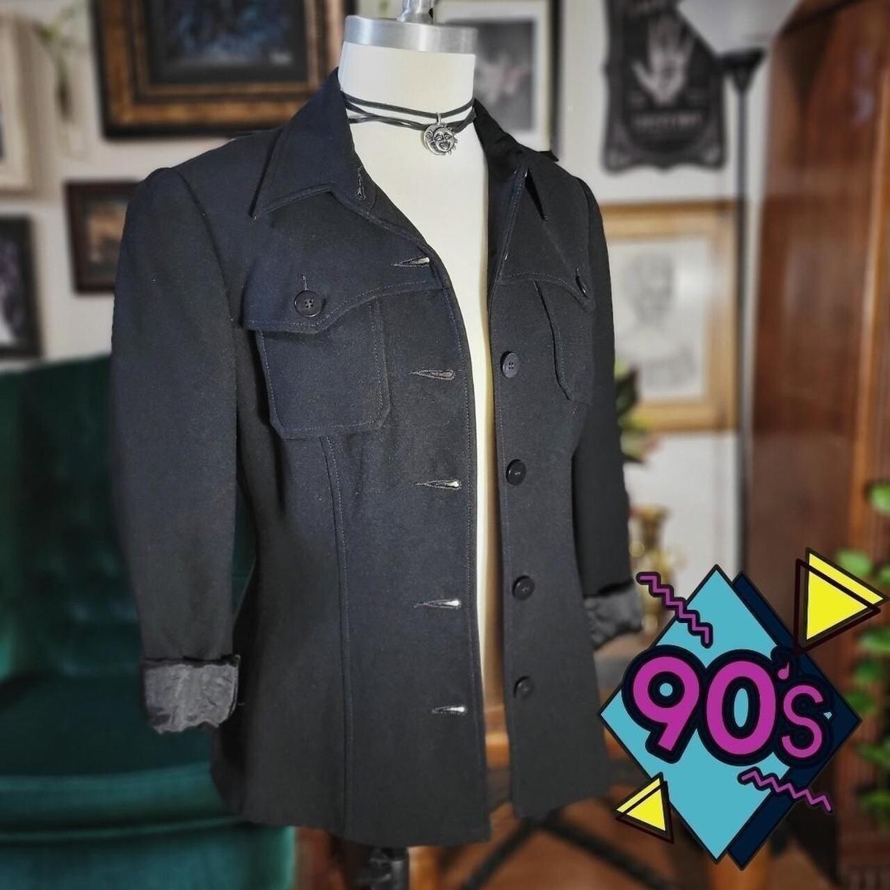 BCBGMAXAZRIA Black Womens Blazer Vintage 90s Office Jacket Work Wear Medium