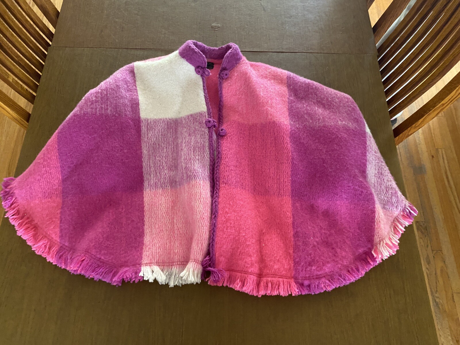 Vintage 100% Wool Pocho Shaw Made in Columbia