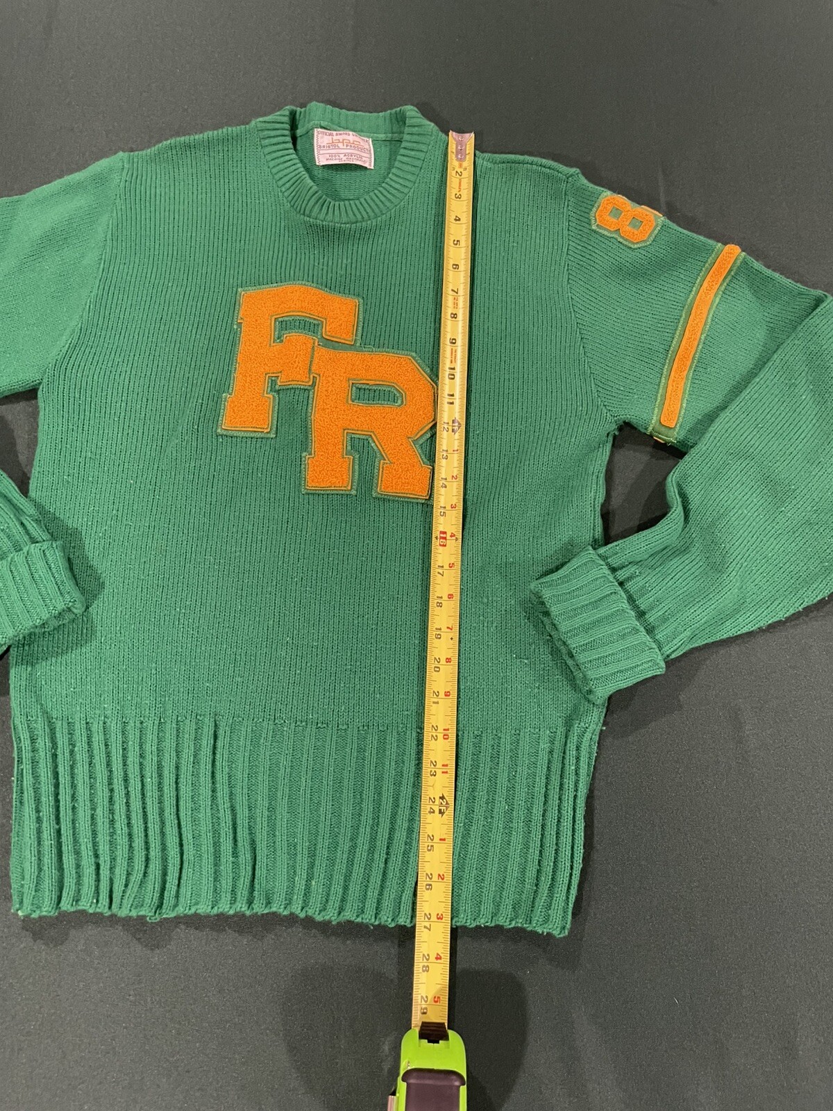 Vintage Womens 82’ Cheerleader Knit Sweater USA Green /Yellow