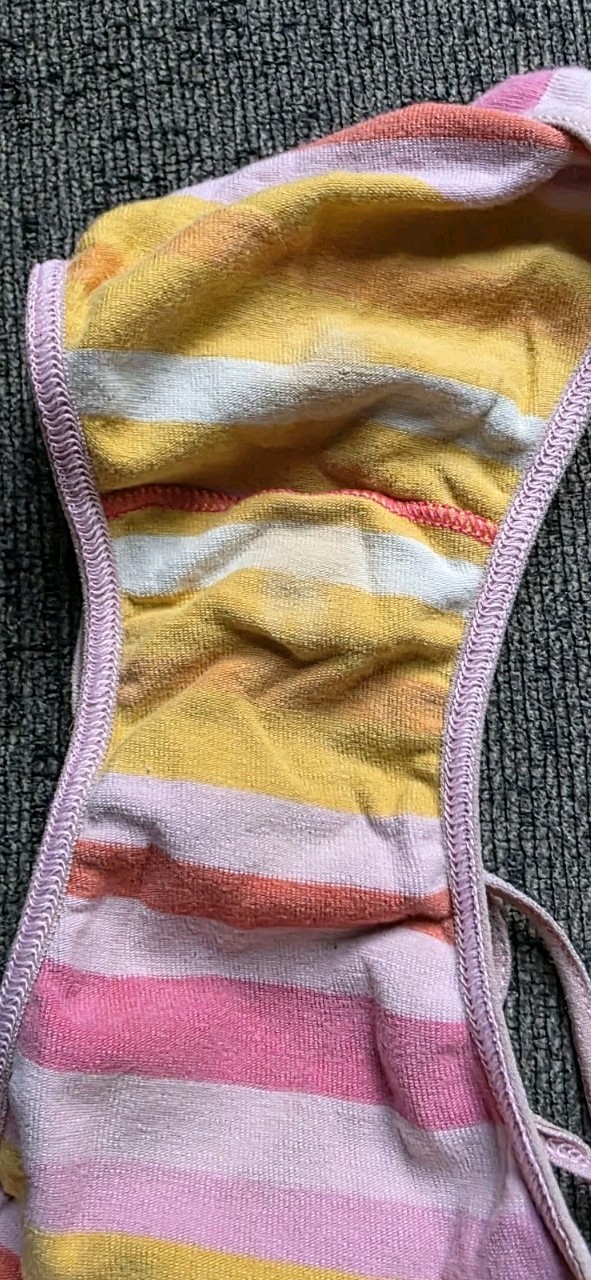 Y2K Victorias Secret PINK Low Rise Stripe Double String Bikini Panty LARGE