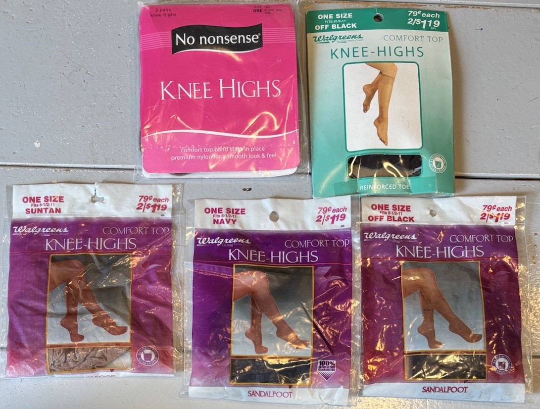 70-Piece Vtg Pantyhose Lot: Knee, Full, Queen-A, DKNY, Sheer, Hanes, Buff Black