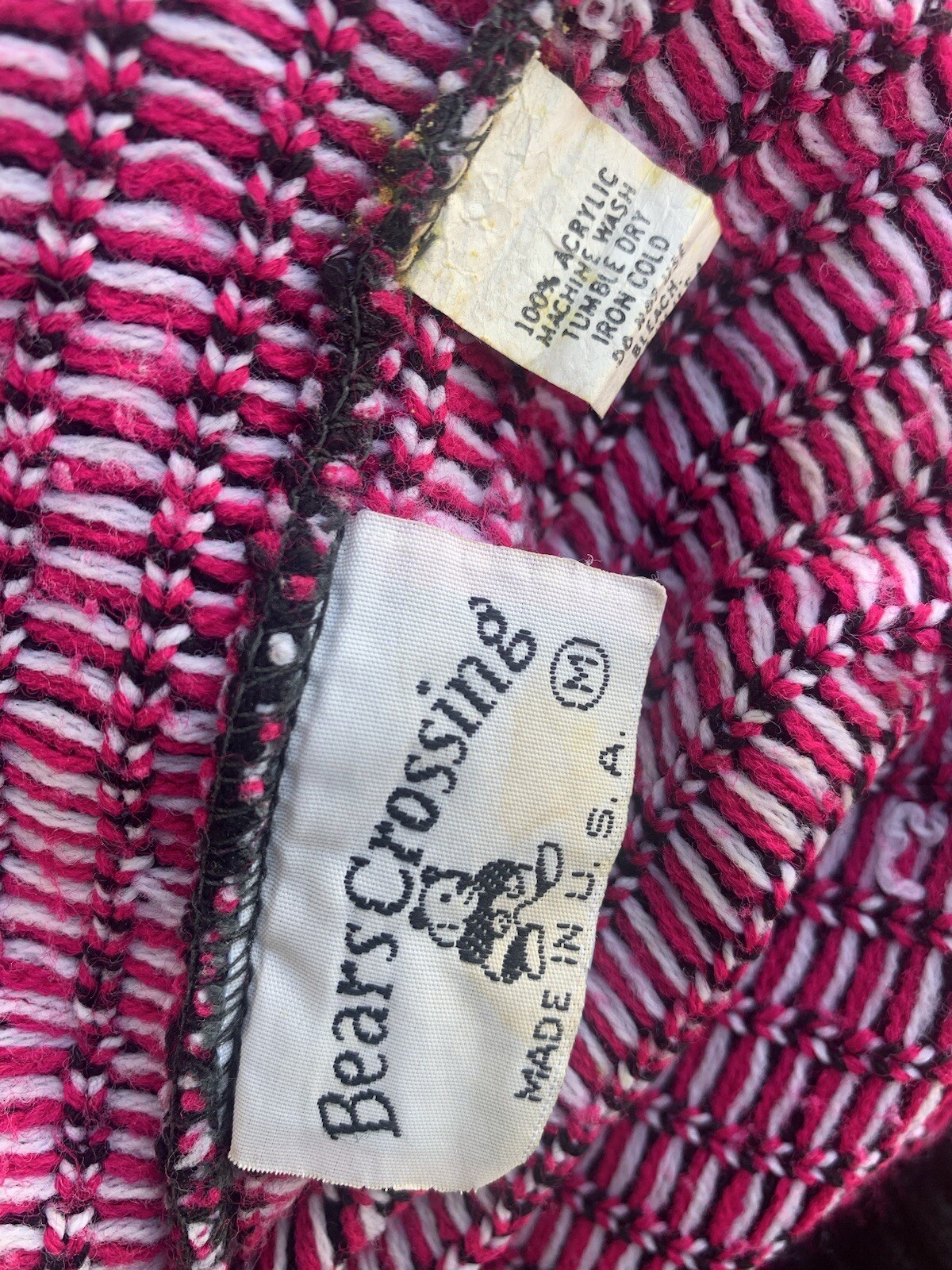 Sweater Skirt Set Medium turtleneck knit pink black bear crossing High Neck ReAD