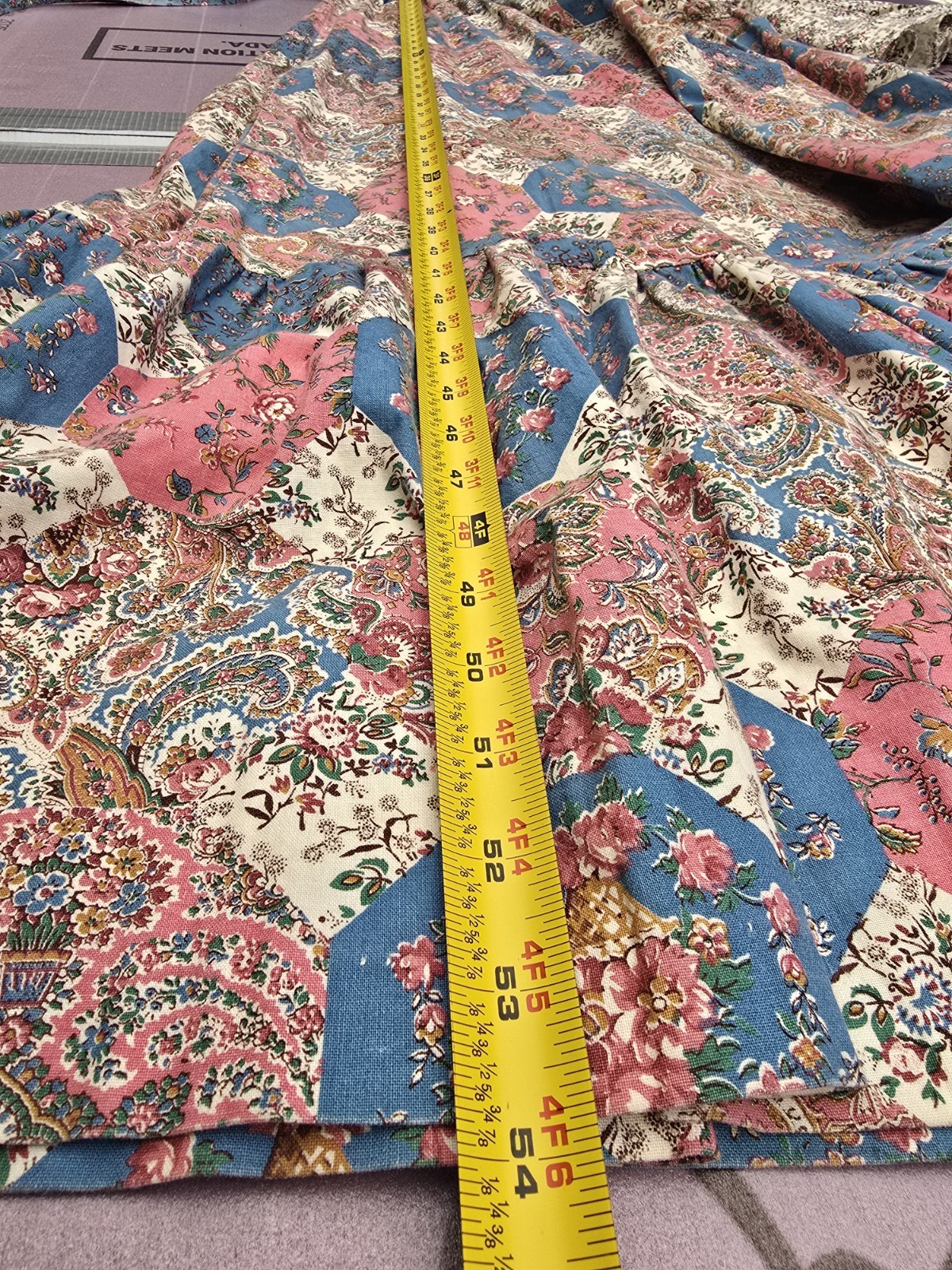 Vintage 1970s Vicky Vaught Prairie Maxi Dress Floral Patchwork Bell Sleeve S