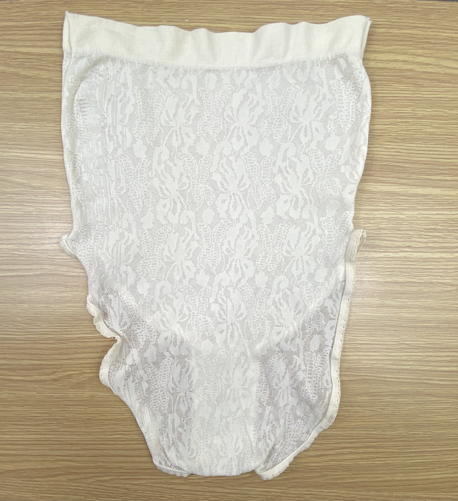 Vintage Alba off white floral high waist nylon panties sheer granny panties