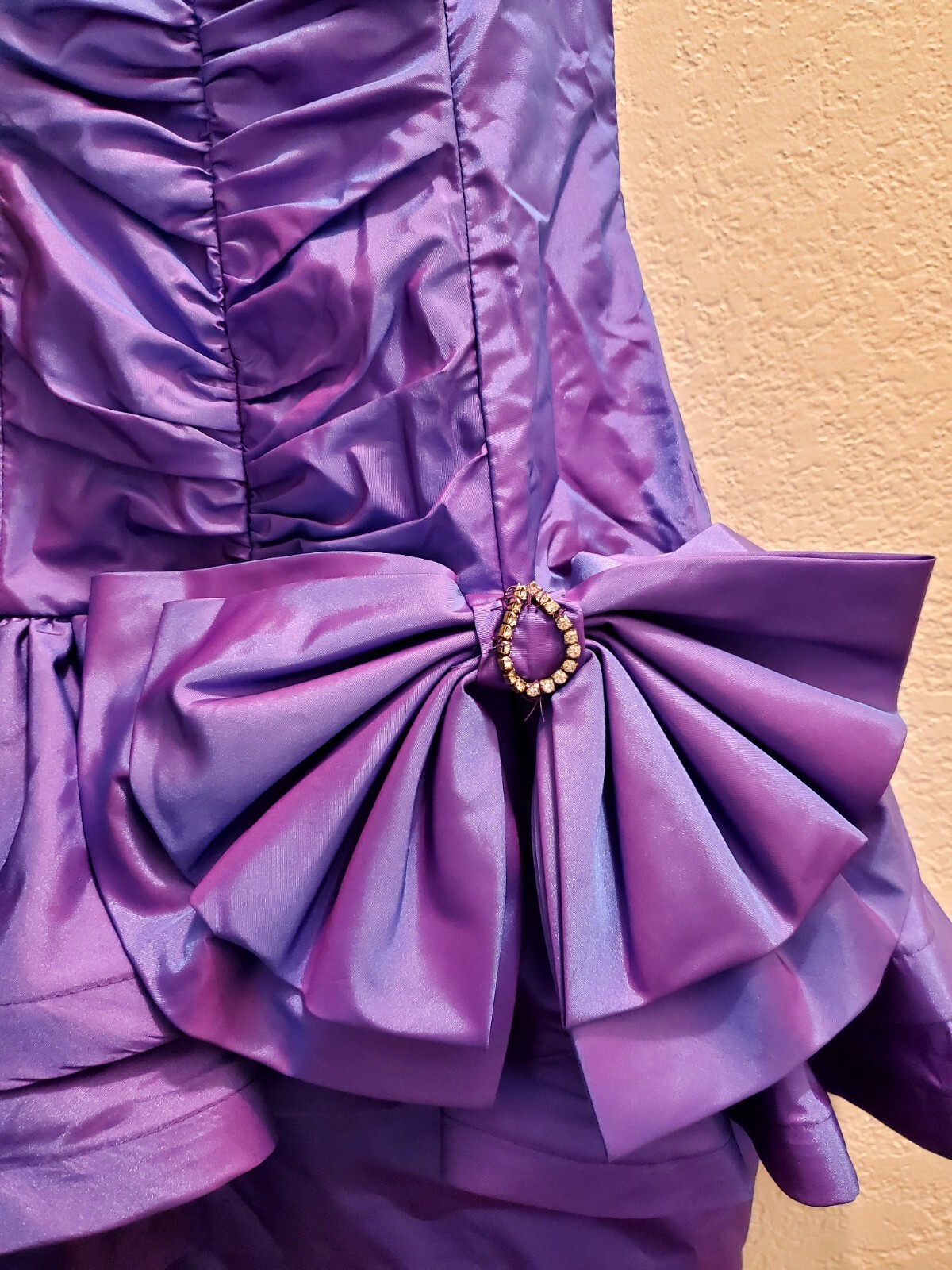 Vntg Karen Okada For David Howard Climax Purple Mini Dress Sweetheart Ruched 3/4