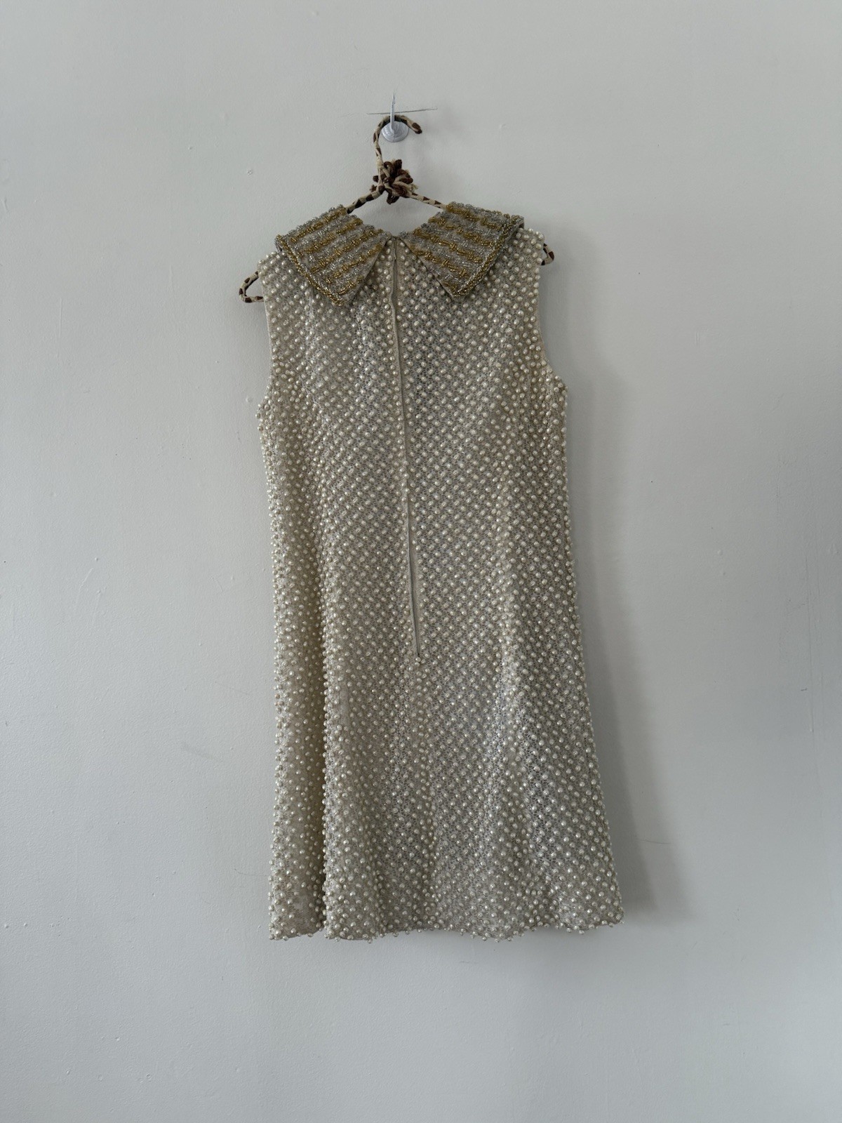 1960s Alexander’s Heavily Beaded Embellished Lace/Faux Pearl Mini Dress Couture