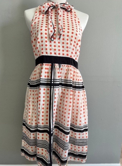 Vintage Anthropologie Maeve Star Turn Dress 4 6 S 2007 Tie Neck Sold Out Rare
