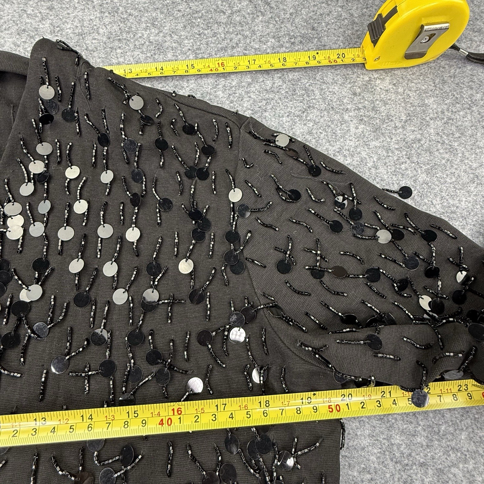 Vintage Vivienne Tam East Wind Code 80s 90s Black Beaded Sequin Bolero Jacket 1