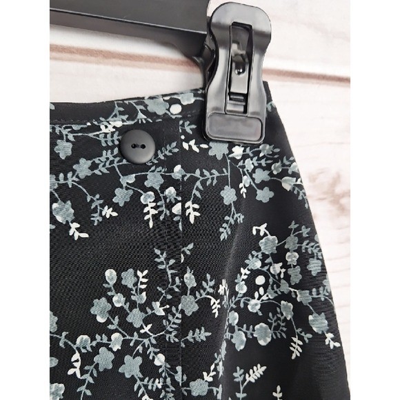 Vintage TR Bentley Black Ditsy Floral Mini Skirt Tulip Hem Women’s 4 XS