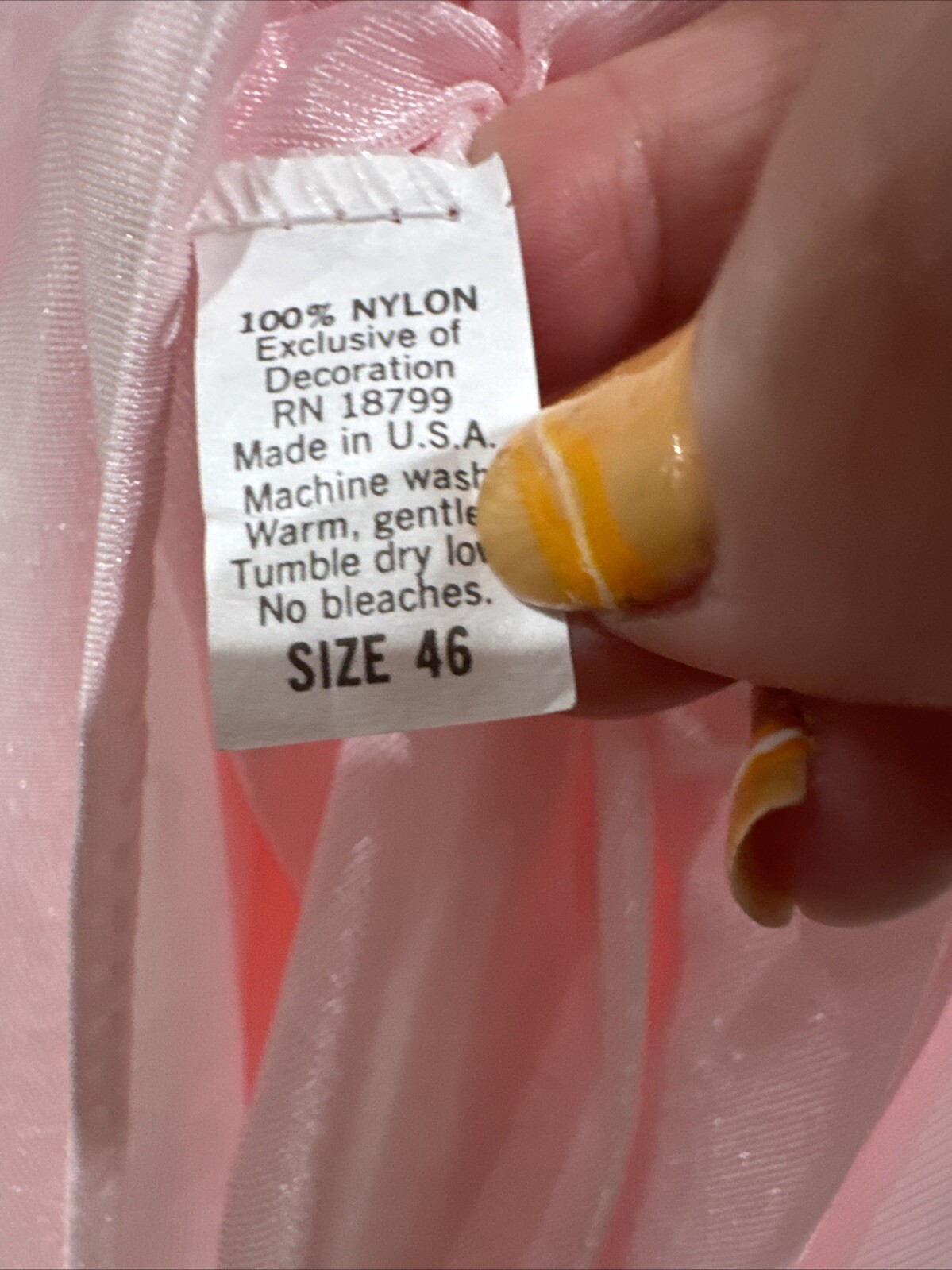 Rikki Of New York Long Nightgown Vintage Pink Nylon Size 46 NWT