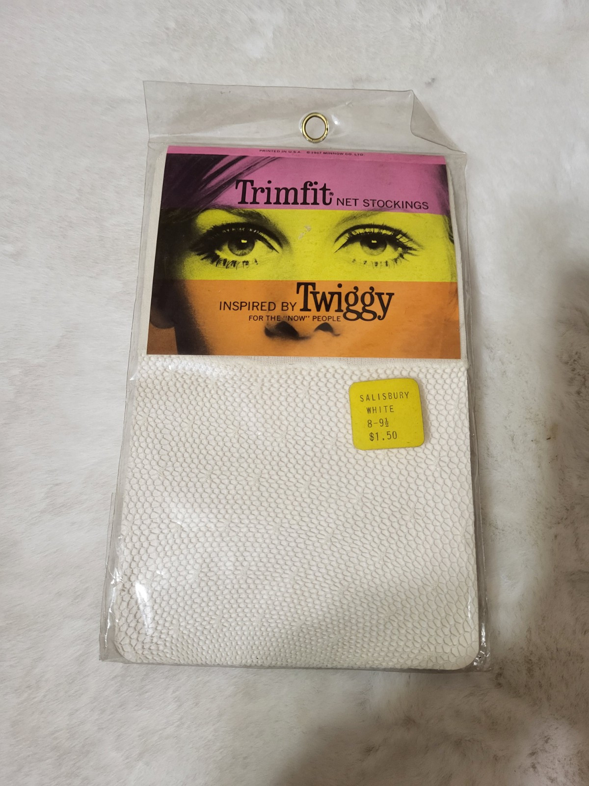 Trimfit NEW VINTAGE BONE WHITE Stockings Twiggy Inspired