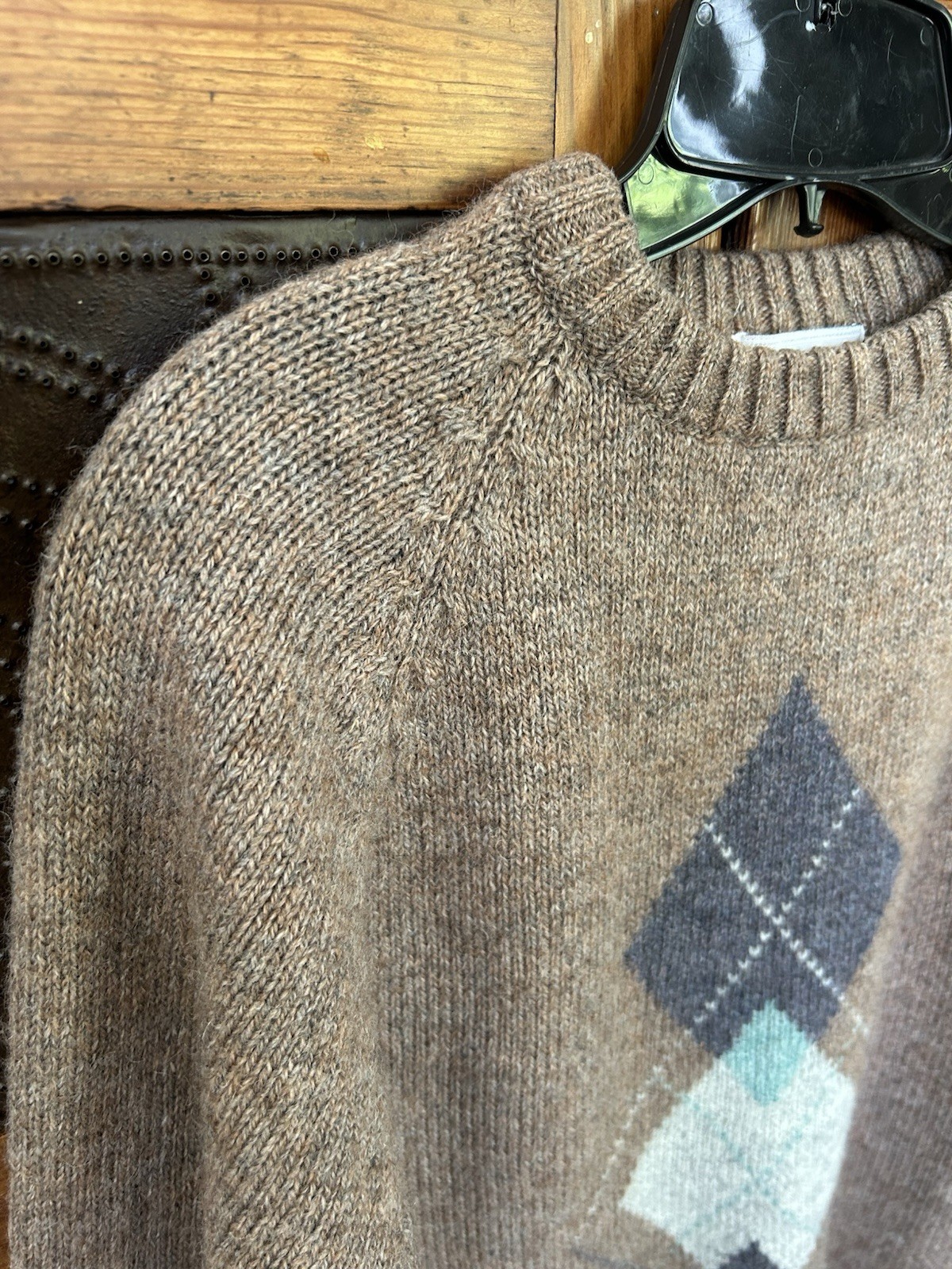 Vintage 80’s McGregor Wool Sweater Womens Argyle Sz. L Pullover Brown Diamond