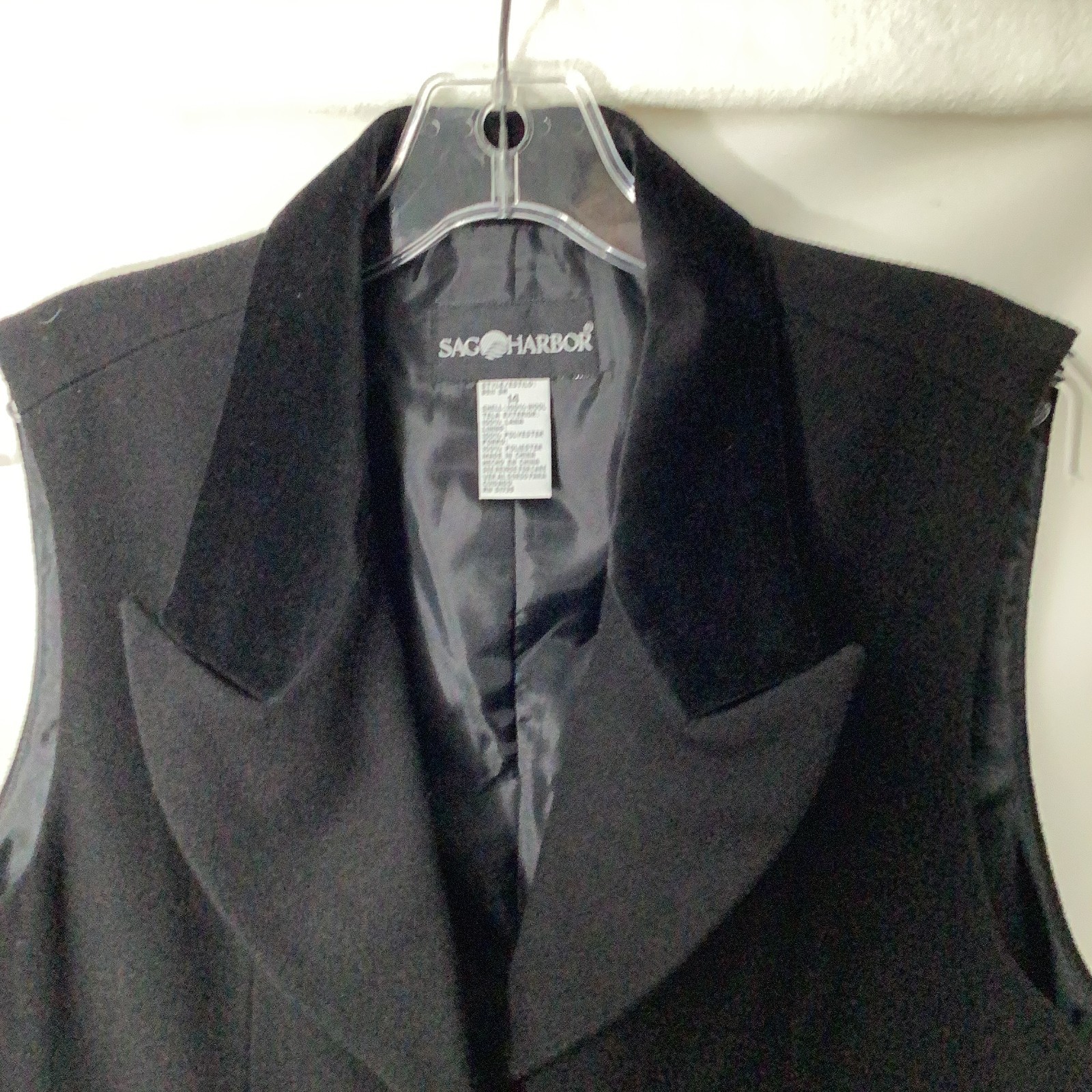 Vintage Sag Harbor Tailored Vest 90s Career Wear Velvet Trim Structured Top Y2k