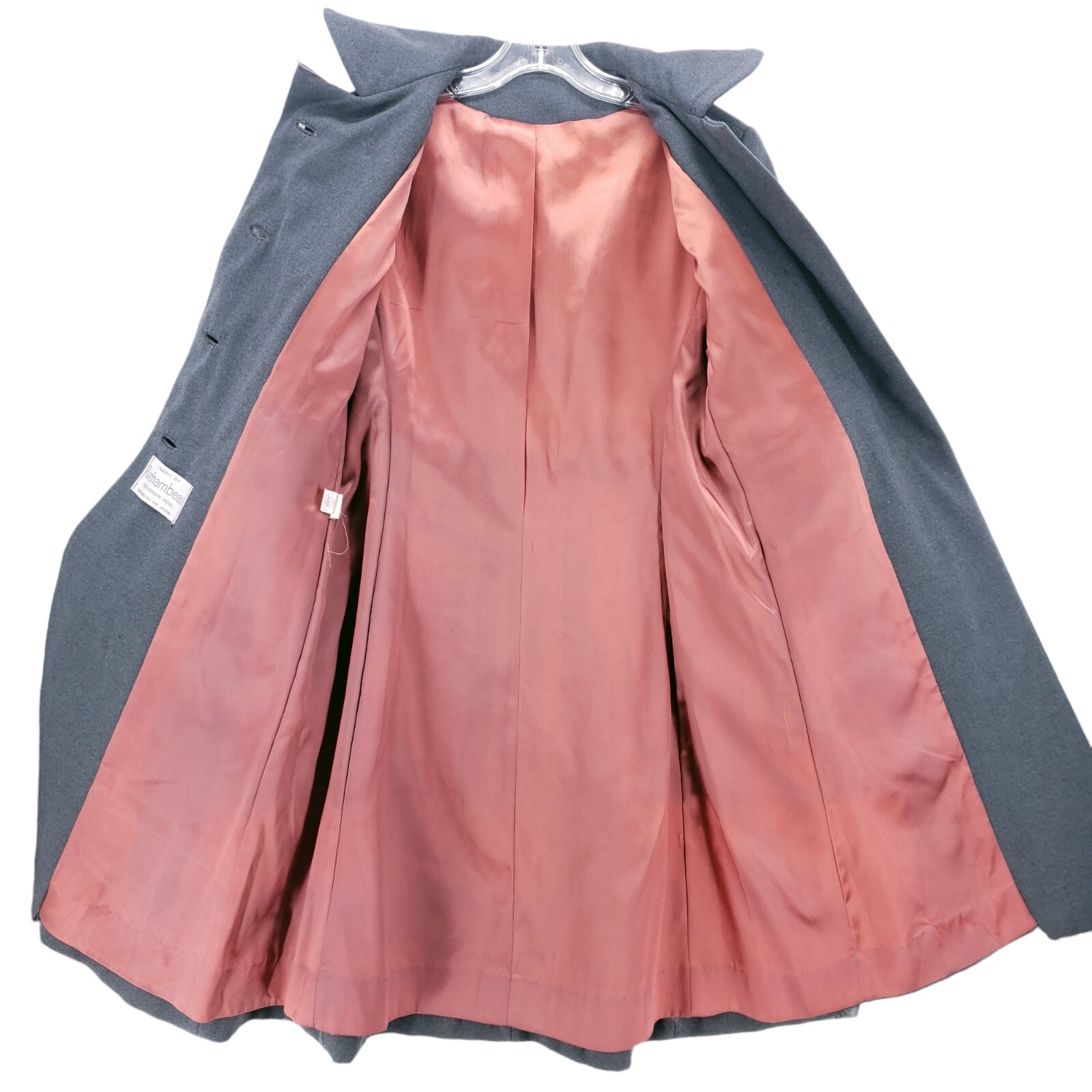 Vintage 100% Virgin Wool Coat Rochambeau Fabric Fitted Estimated Size S/M