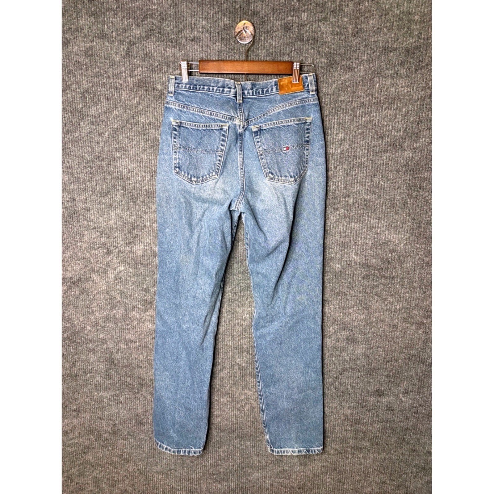 VTG Tommy Hilfiger Jeans Light Wash Flag Pocket Baggy Straight 90s Y2K Size 6
